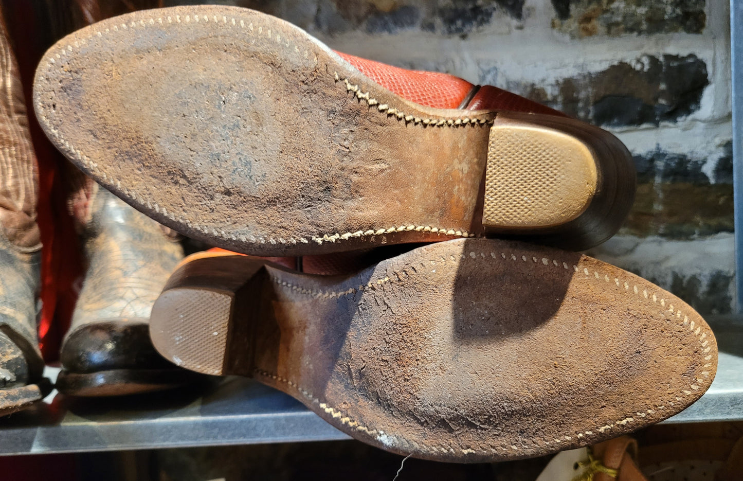 Vintage Frye Red and Cream Cowboy Boots, Made in USA, 7.5W US/ EUR 38 * SOLD