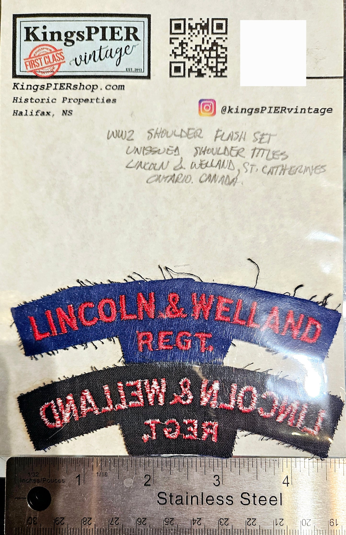Vintage WW2 Shoulder Flash. Lincoln & Welland Reg't Military patches Made in Canada
St. Catherine's Ontario Canada
Military patches