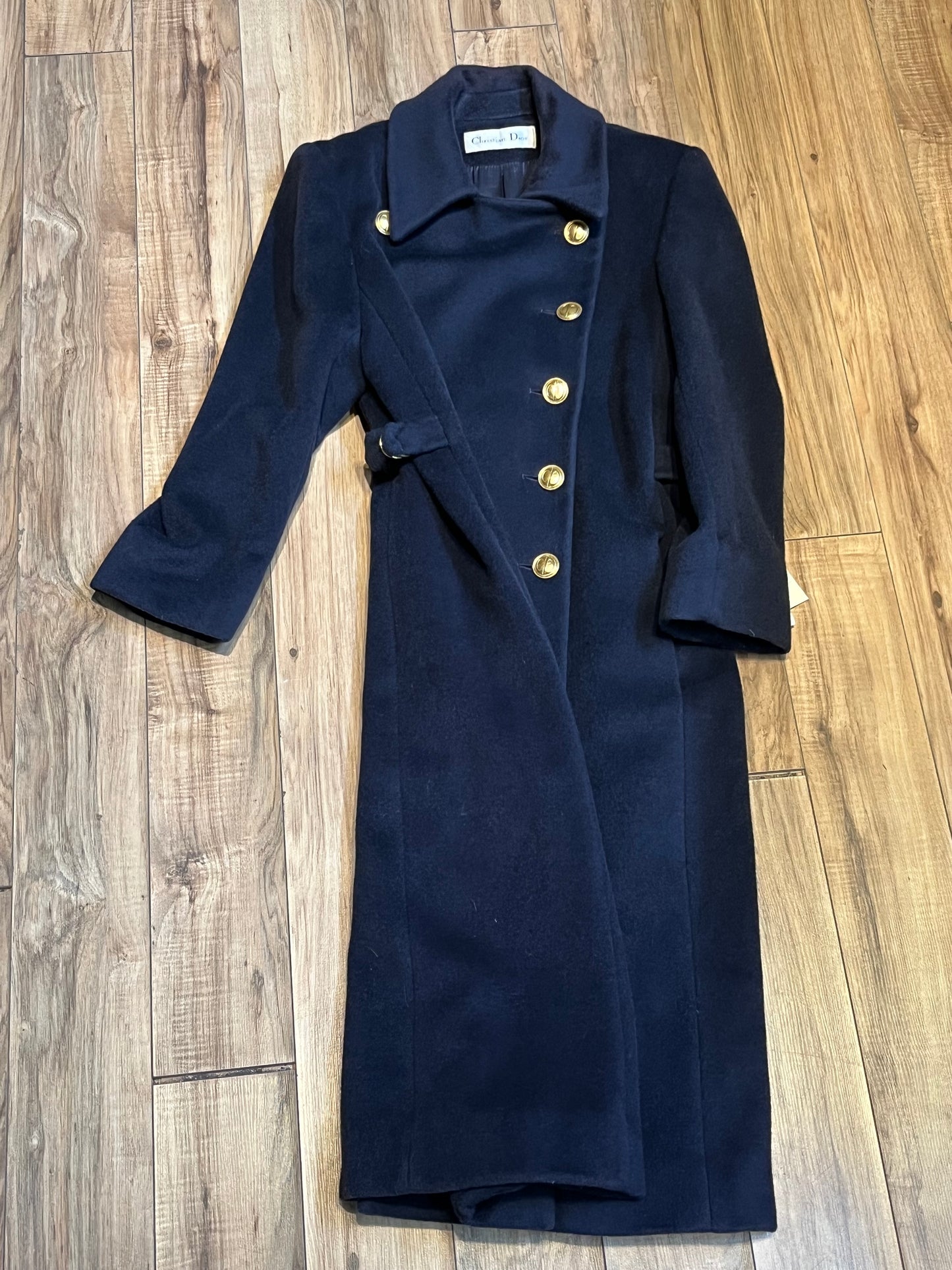 Vintage 70s/80s Christian Dior Double Breasted Navy Blue Wool Coat, Union Made in USA, Size 6 SOLD