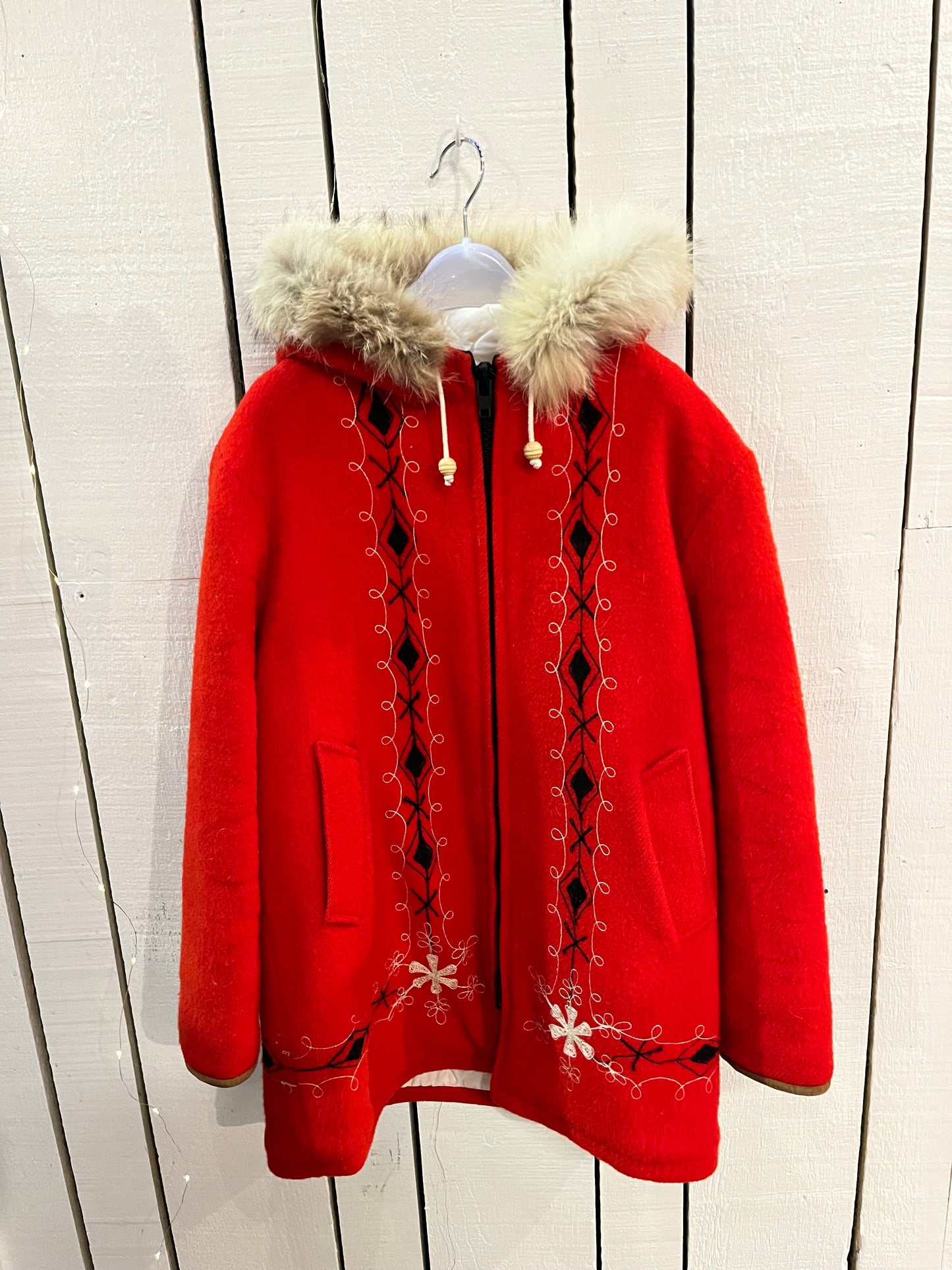 Vintage Hudson’s Bay Red Wool Northern Parka, Made in Canada, Chest 40”