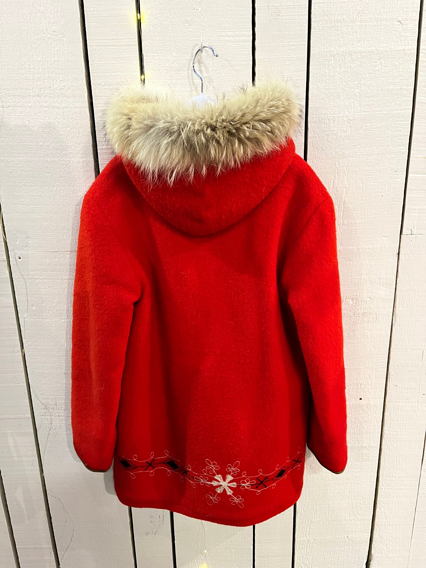 Vintage Hudson’s Bay Red Wool Northern Parka, Made in Canada, Chest 40”