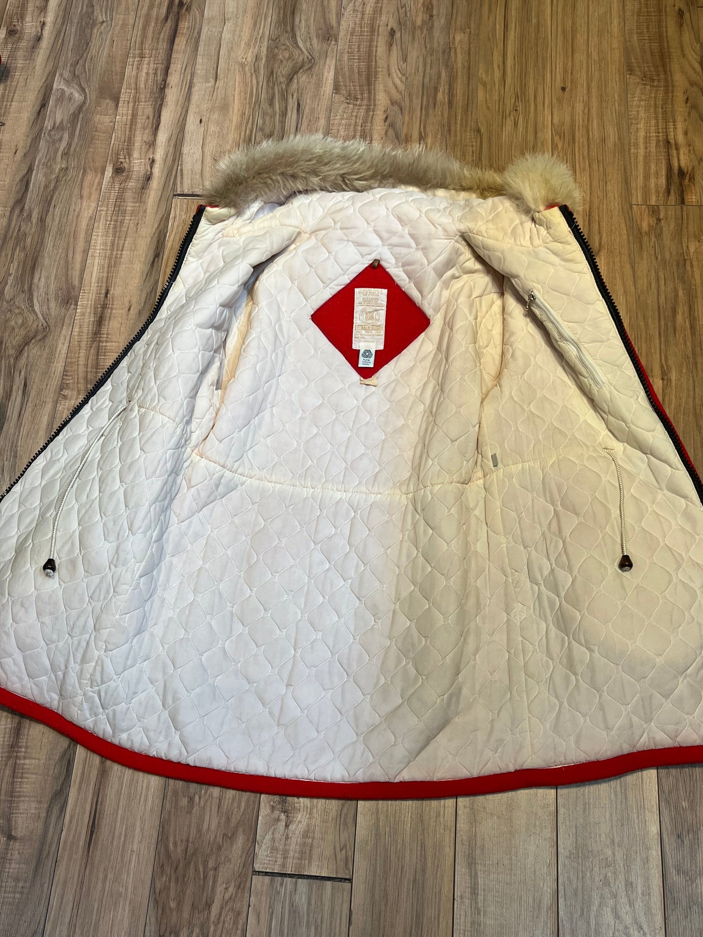 Vintage Hudson’s Bay Red Wool Northern Parka, Made in Canada, Chest 40”
