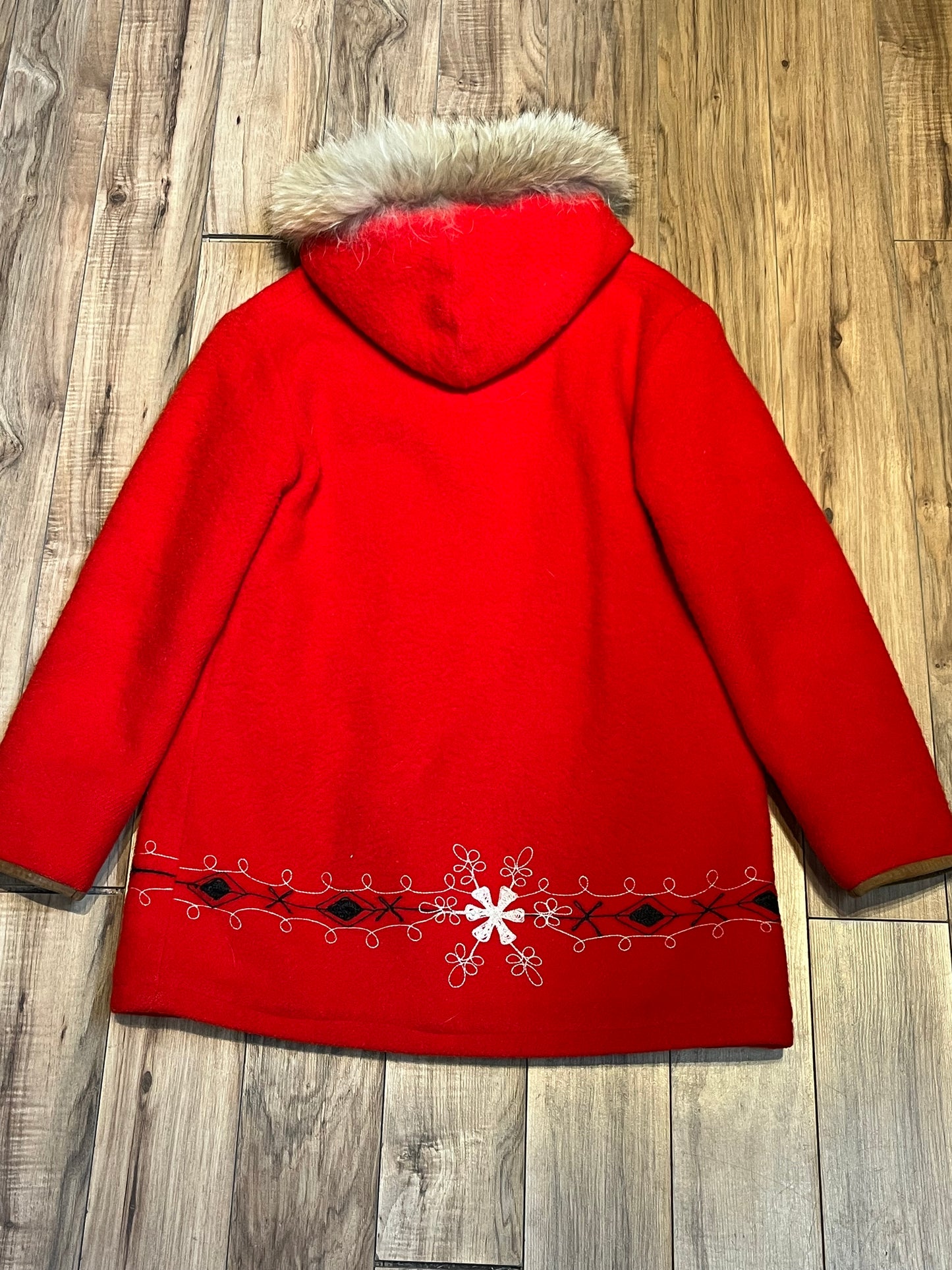 Vintage Hudson’s Bay Red Wool Northern Parka, Made in Canada, Chest 40”