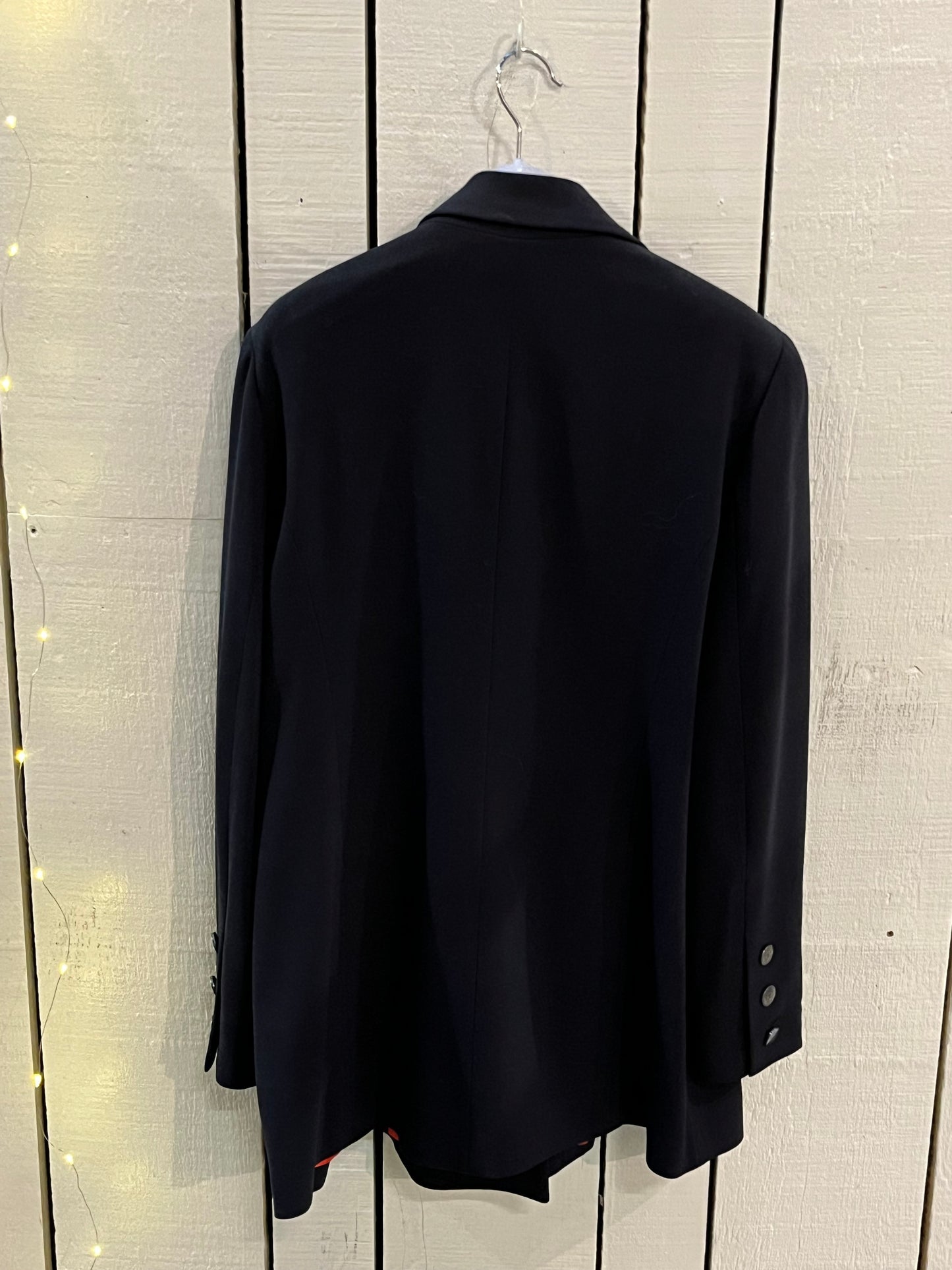 Vintage Chanel Boutique Double Breasted Navy Wool suit jacket, Made in France, Size 44