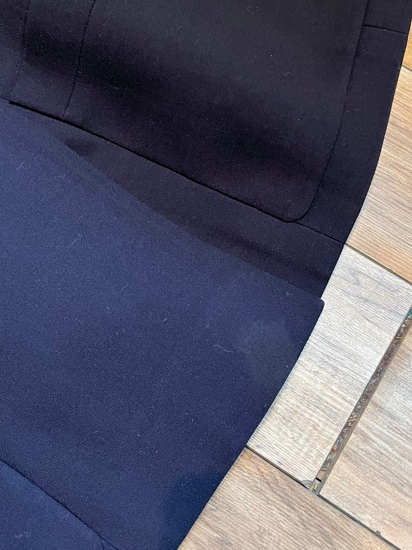 Vintage Chanel Boutique Double Breasted Navy Wool suit jacket, Made in France, Size 44