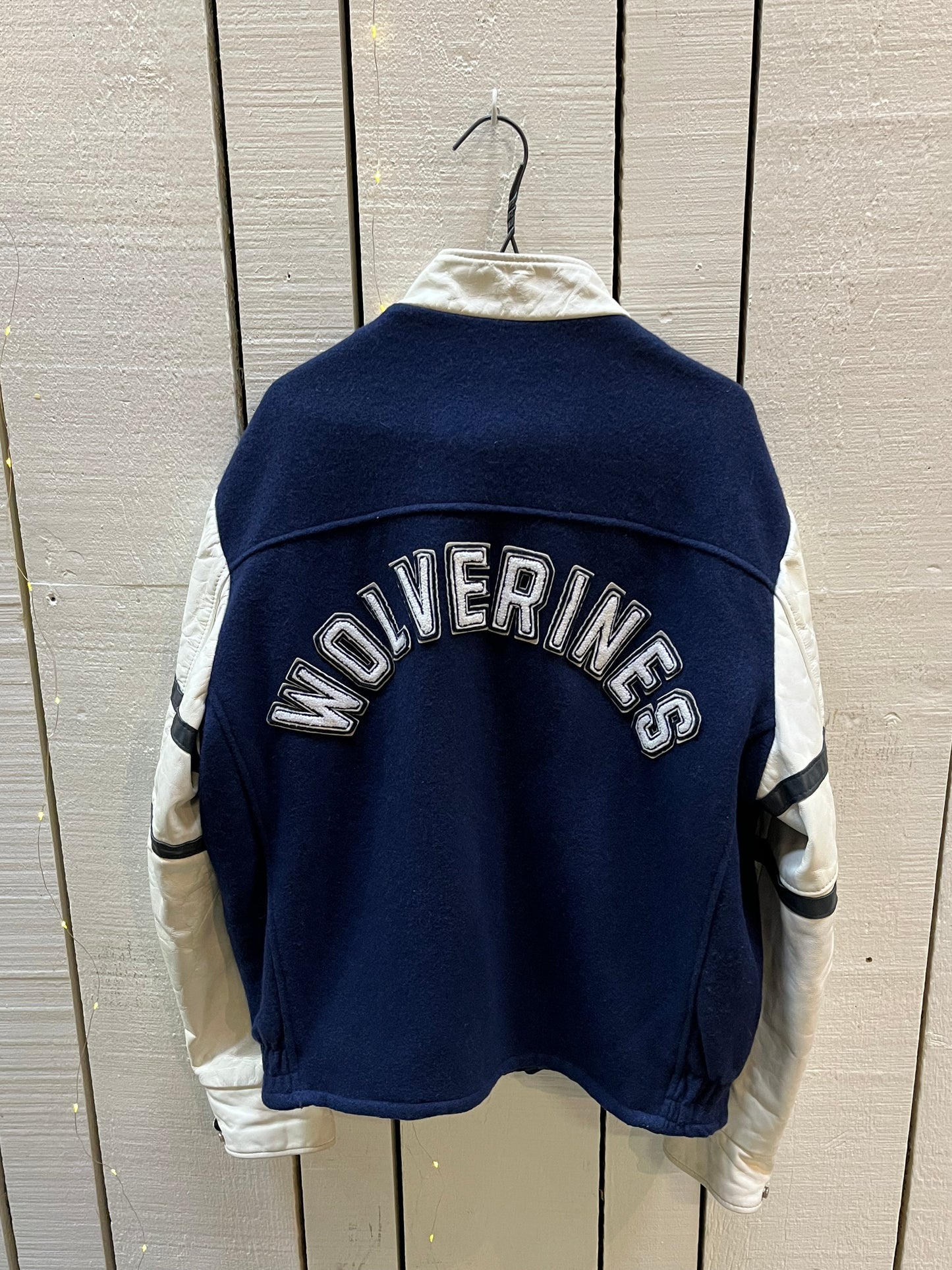 Vintage Wolverines White and Blue Varsity Jacket, Made in Canada, Size Large