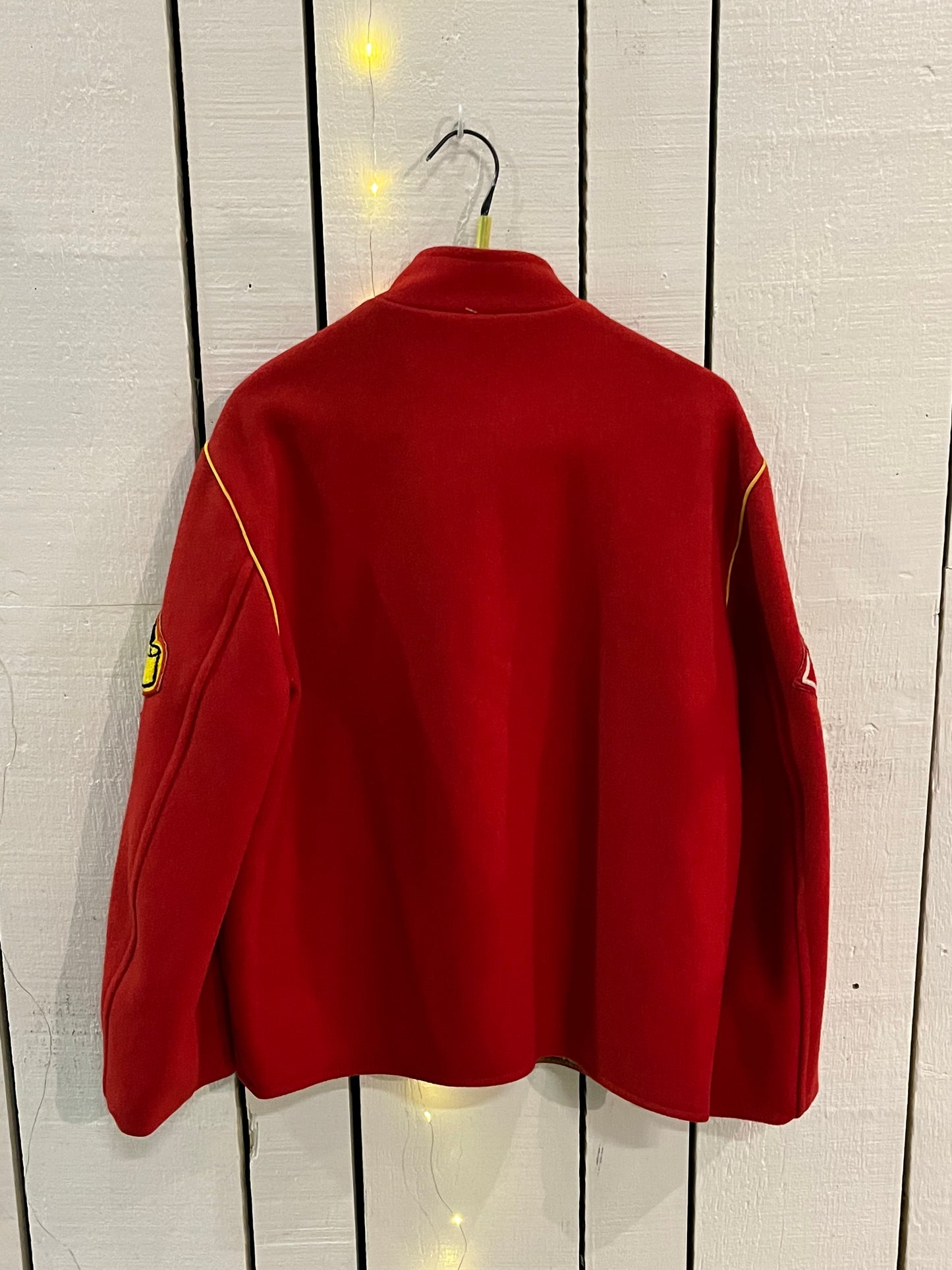 Vintage Yarmouth Fire Department Red Letterman’s Jacket, Made in Canada, Chest 42”