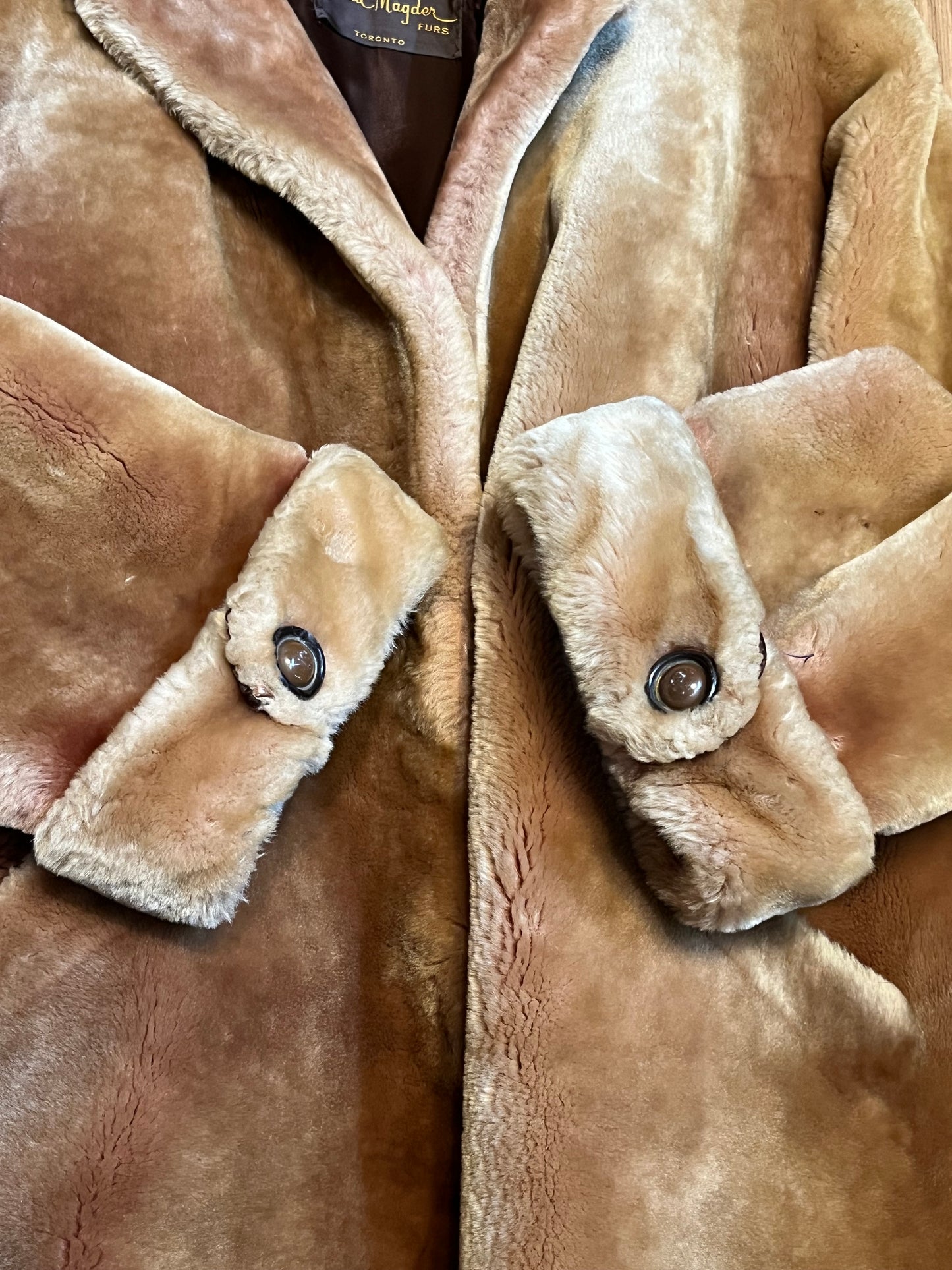 Vintage Paul Magder Light Brown Fur Coat, Made in Canada, Chest 52”