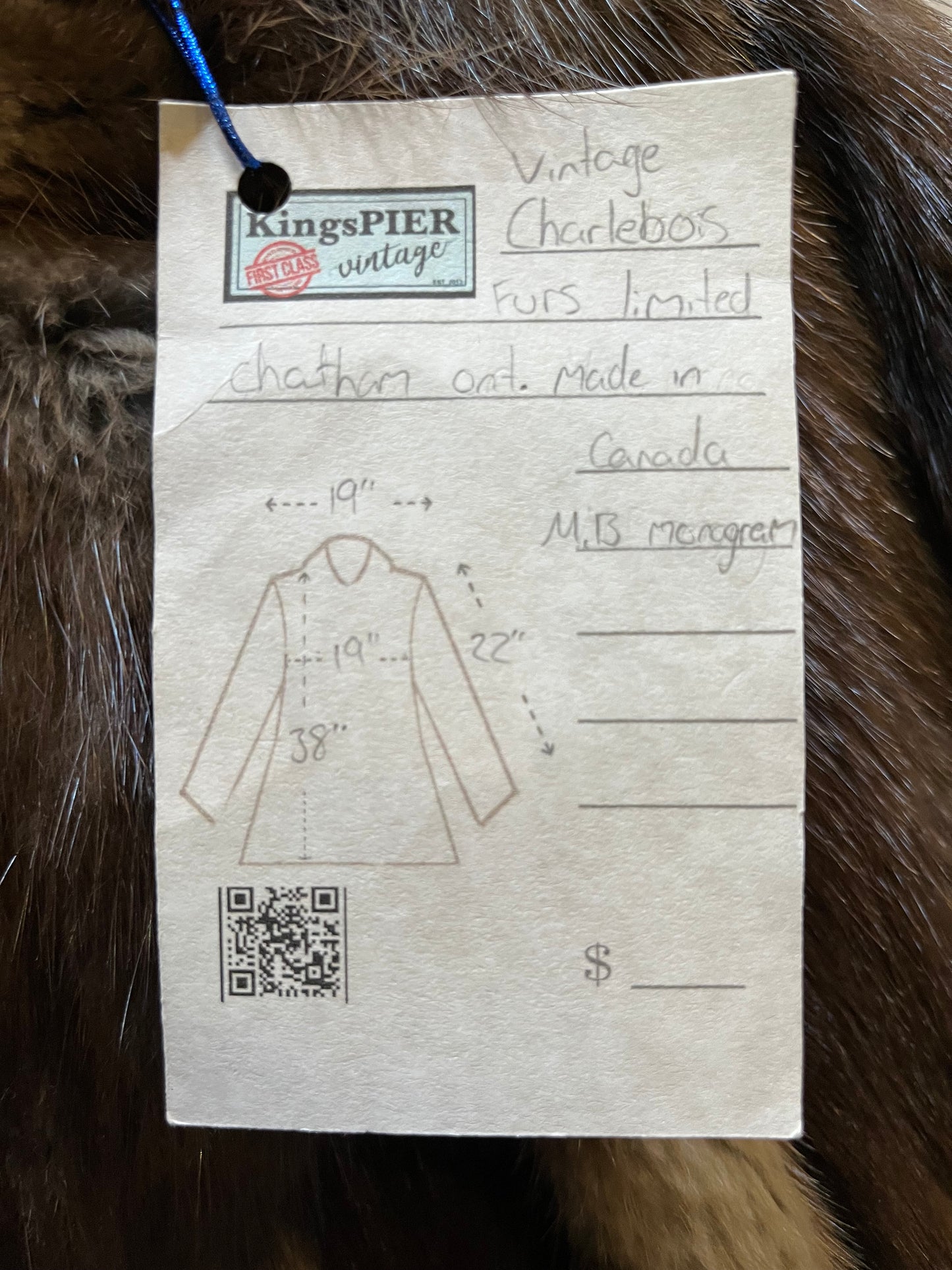 Vintage Charlebois Furs LTD Fur Coat, Made in Canada, Chest 38”