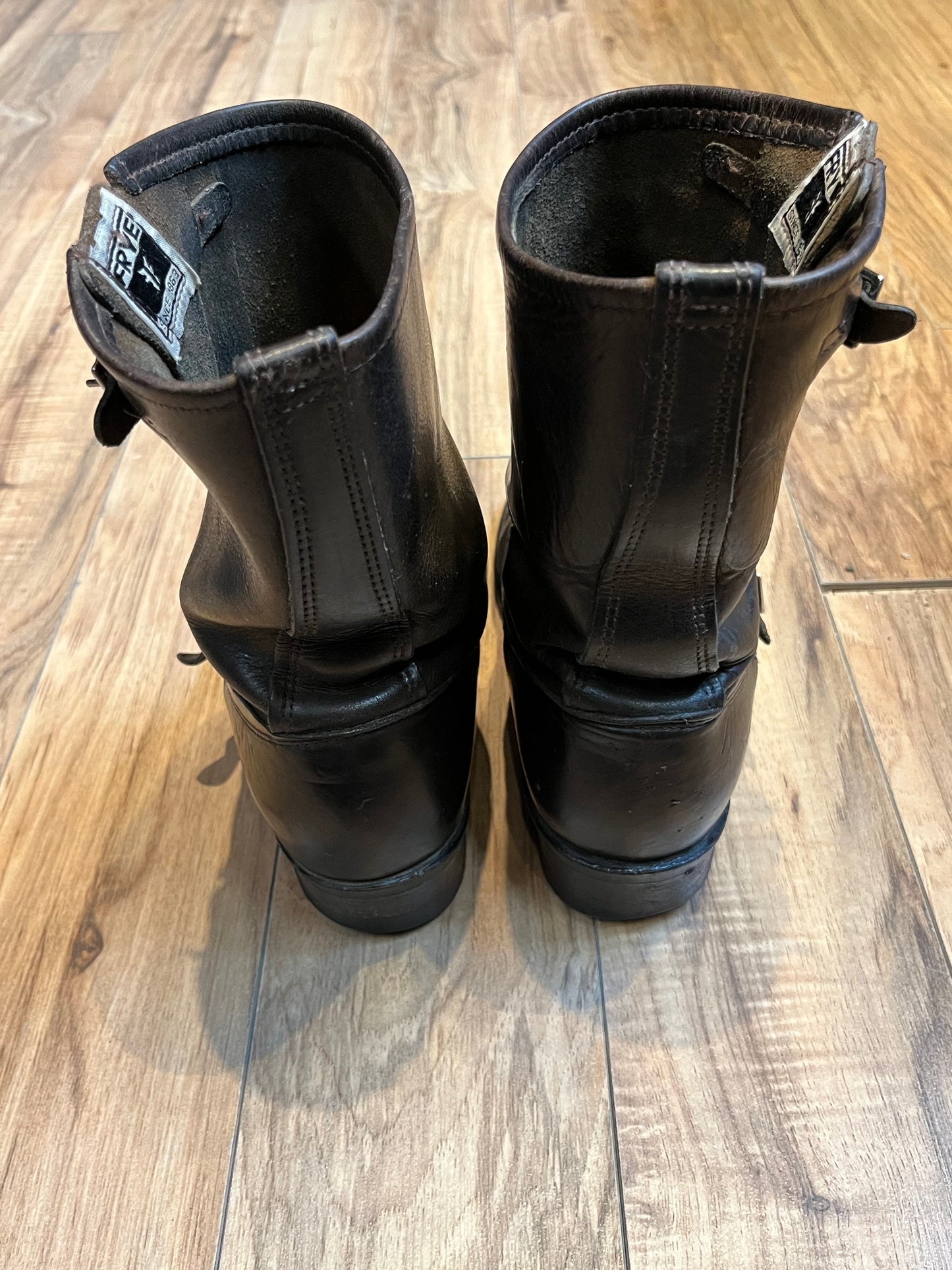 Vintage Frye Harness Brown leather boots, made in USA, Size US Mens 7.5, Womens 9.5, EUR 40 SOLD