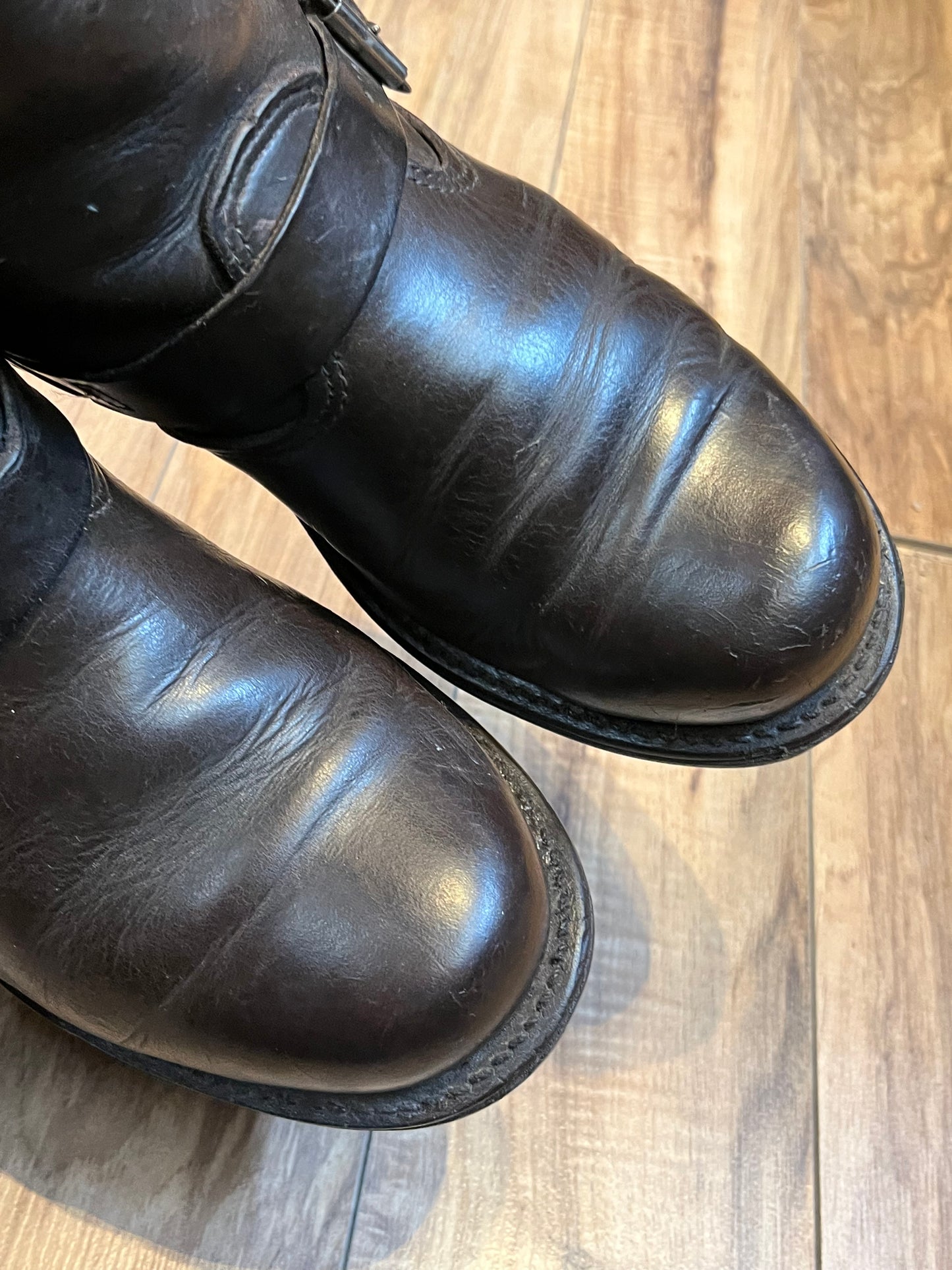 Vintage Frye Harness Brown leather boots, made in USA, Size US Mens 7.5, Womens 9.5, EUR 40 SOLD