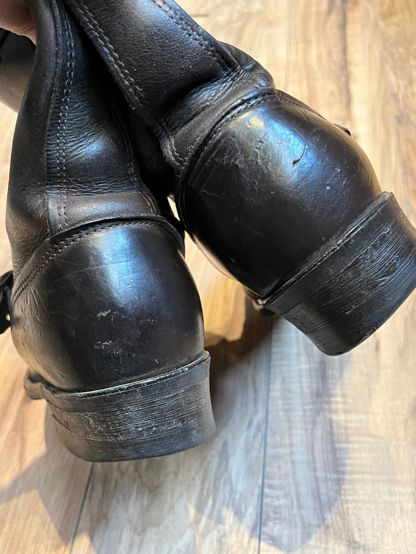 Vintage Frye Harness Brown leather boots, made in USA, Size US Mens 7.5, Womens 9.5, EUR 40 SOLD