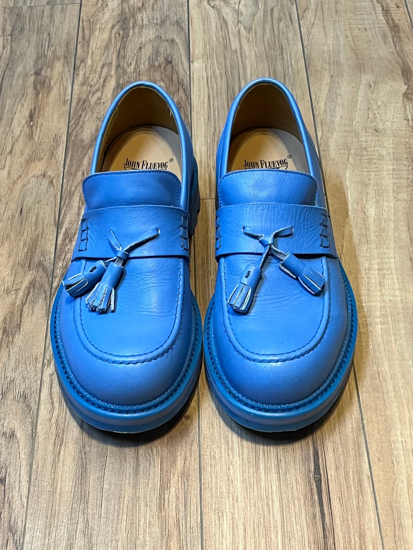 John Fluevog 7th Heaven Lindy Blue Loafers, Made in Portugal, Size US Mens 9, EUR 42
