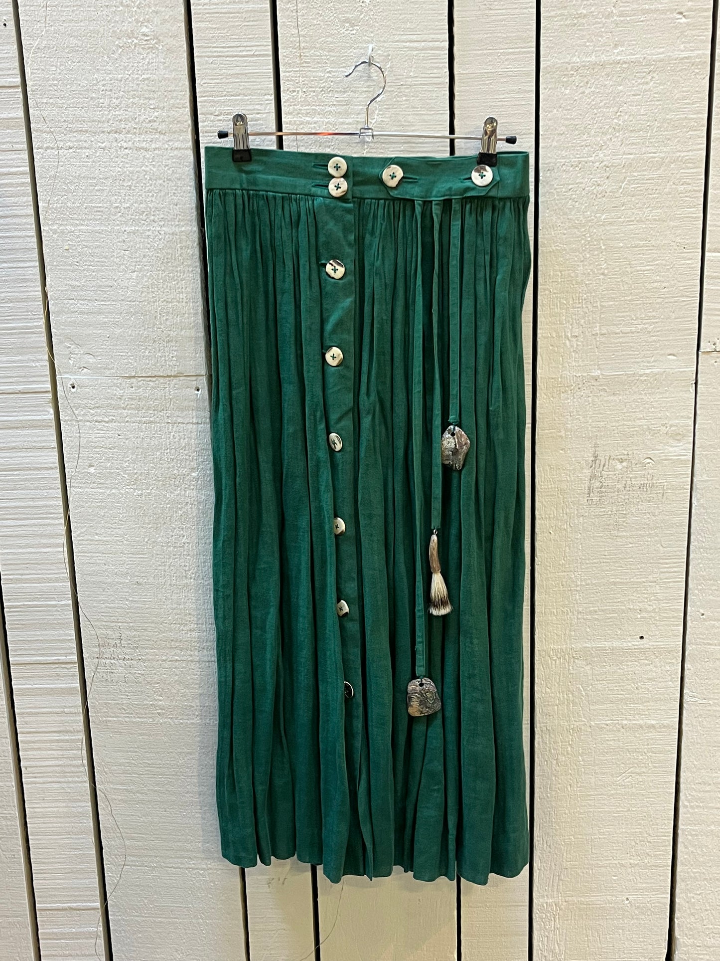 Very Rare Vintage Mothwurf Couture Green Linen 2pc Ensemble, Made in Austria, Size 42