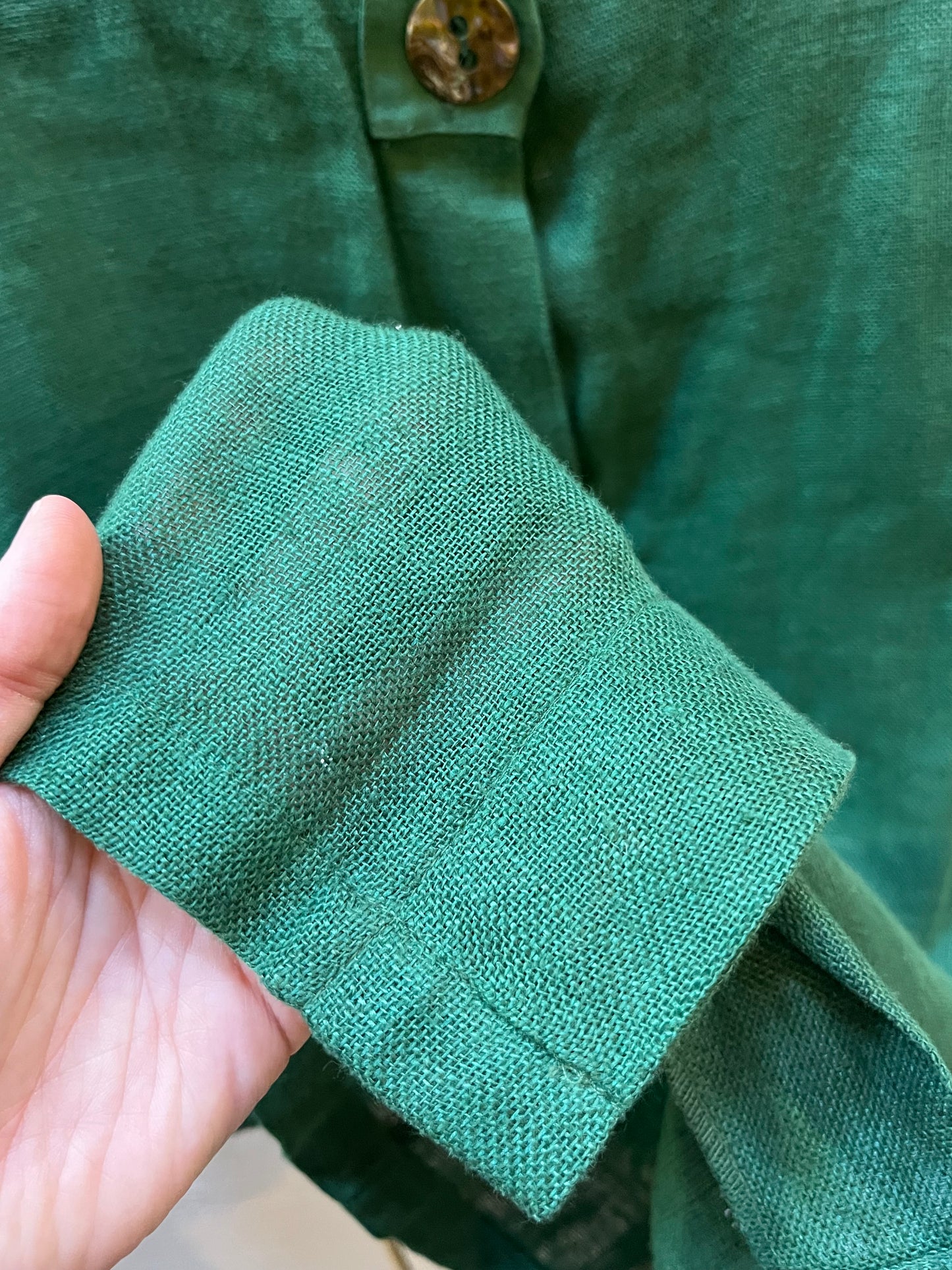 Very Rare Vintage Mothwurf Couture Green Linen 2pc Ensemble, Made in Austria, Size 42