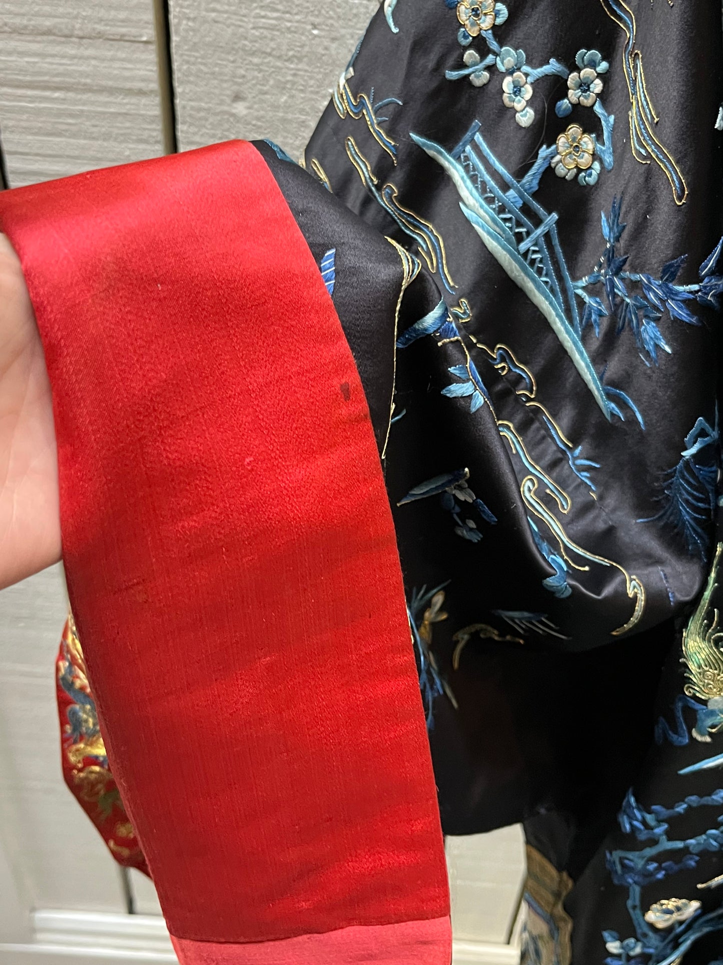 Rare Fine Antique Qing Dynasty Silk Embroidered Robe Kimono