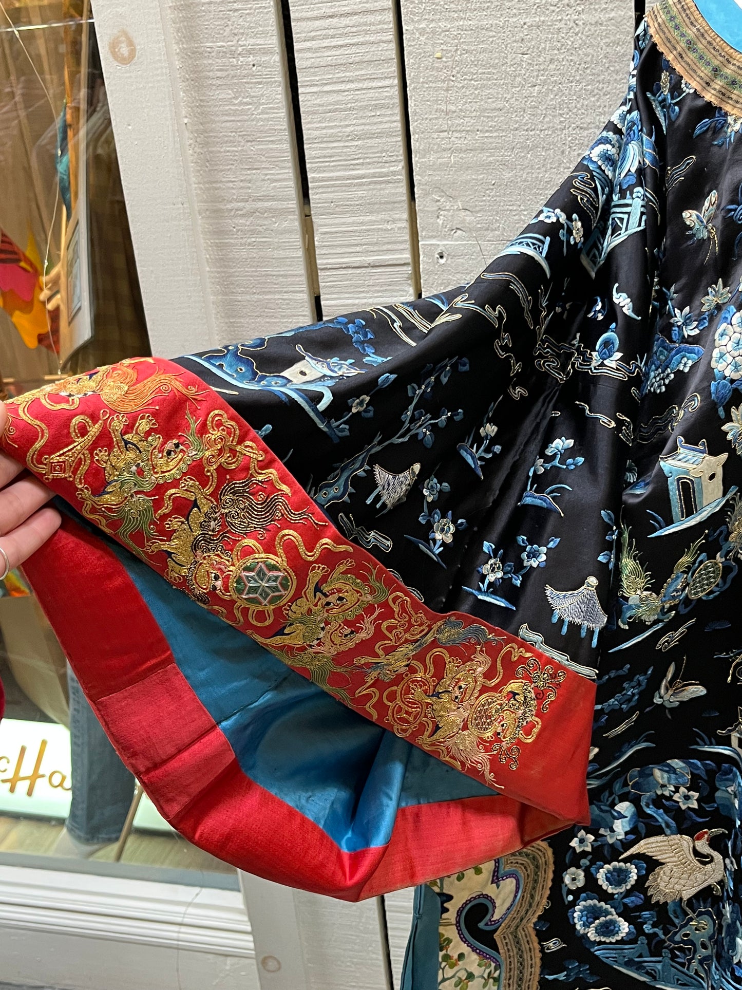Rare Fine Antique Qing Dynasty Silk Embroidered Robe Kimono