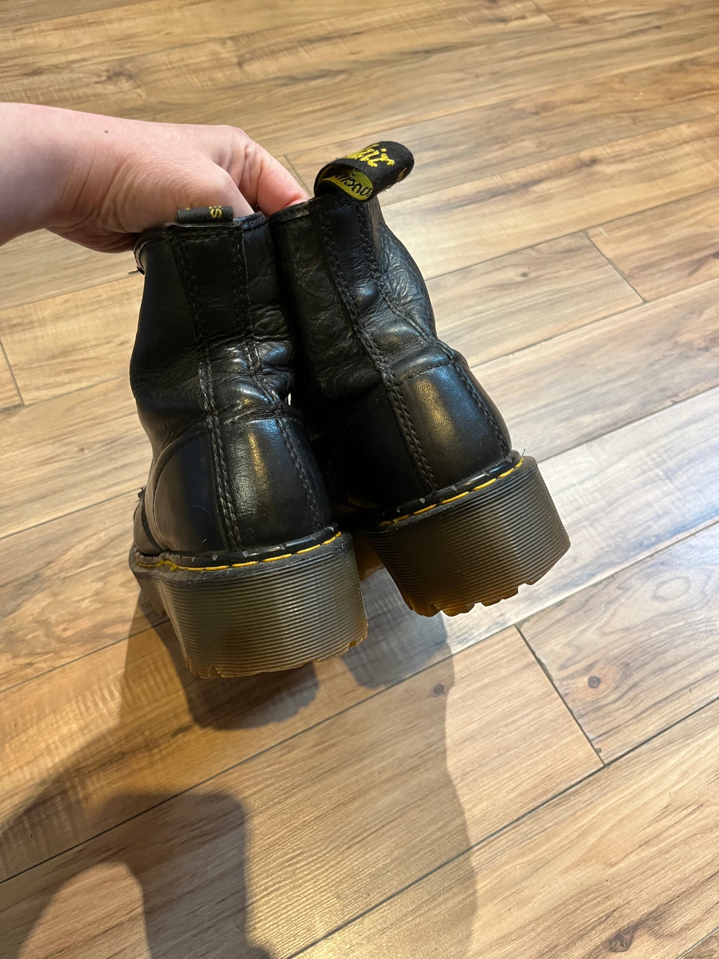 Vintage Doc Martens Black 8 Eyelet Cap Toe Bex Platform Boot, Made in England, Size UK 8, EUR 42, US Men’s 9, Women’s 10 SOLD