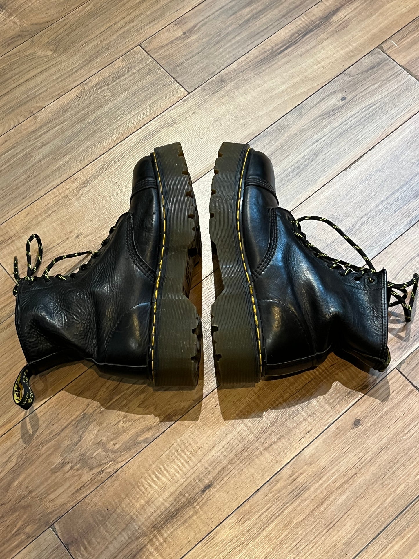 Vintage Doc Martens Black 8 Eyelet Cap Toe Bex Platform Boot, Made in England, Size UK 8, EUR 42, US Men’s 9, Women’s 10 SOLD