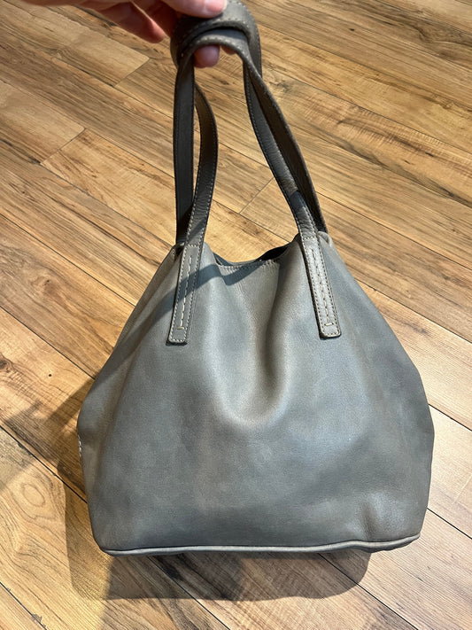 Roots Grey Full Grain Leather Tote Bag, Made in Canada SOLD