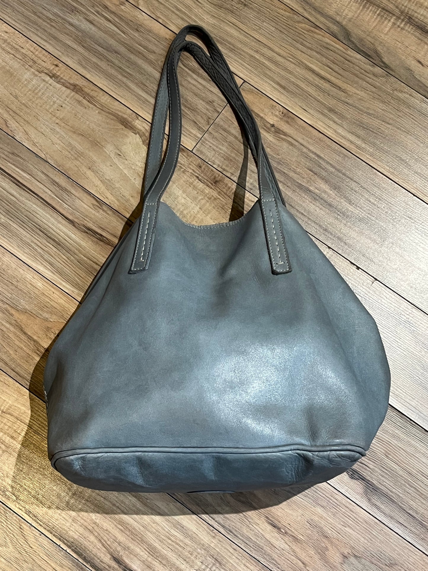 Roots Grey Full Grain Leather Tote Bag, Made in Canada SOLD