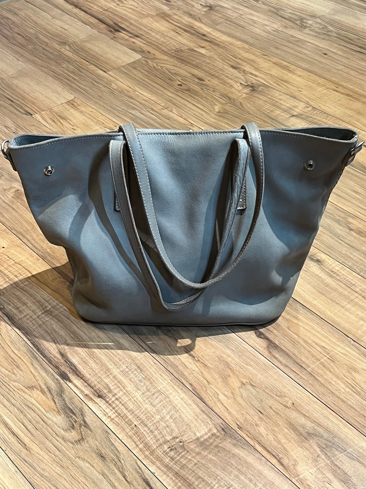 Roots Grey Full Grain Leather Tote Bag, Made in Canada SOLD