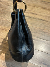 Load image into Gallery viewer, Cats Black Leather Bucket Bag, Made in Spain
