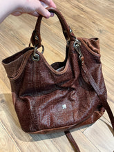 Load image into Gallery viewer, Vintage Navyboot Brown Embossed Woven Leather Handbag
