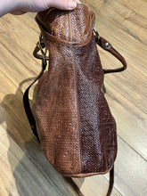 Load image into Gallery viewer, Vintage Navyboot Brown Embossed Woven Leather Handbag
