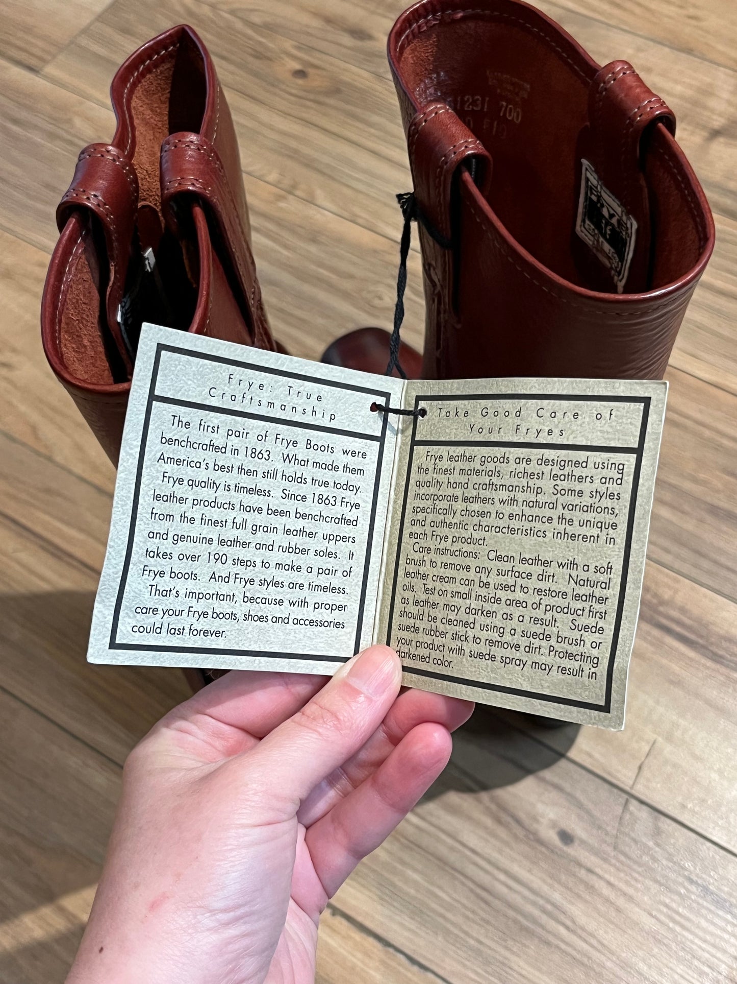 Frye 12R Harness boots in cognac colour with chisel toe, full grain leather upper and synthetic soles. New with tags Made in USA Size 6 US Women, Medium width