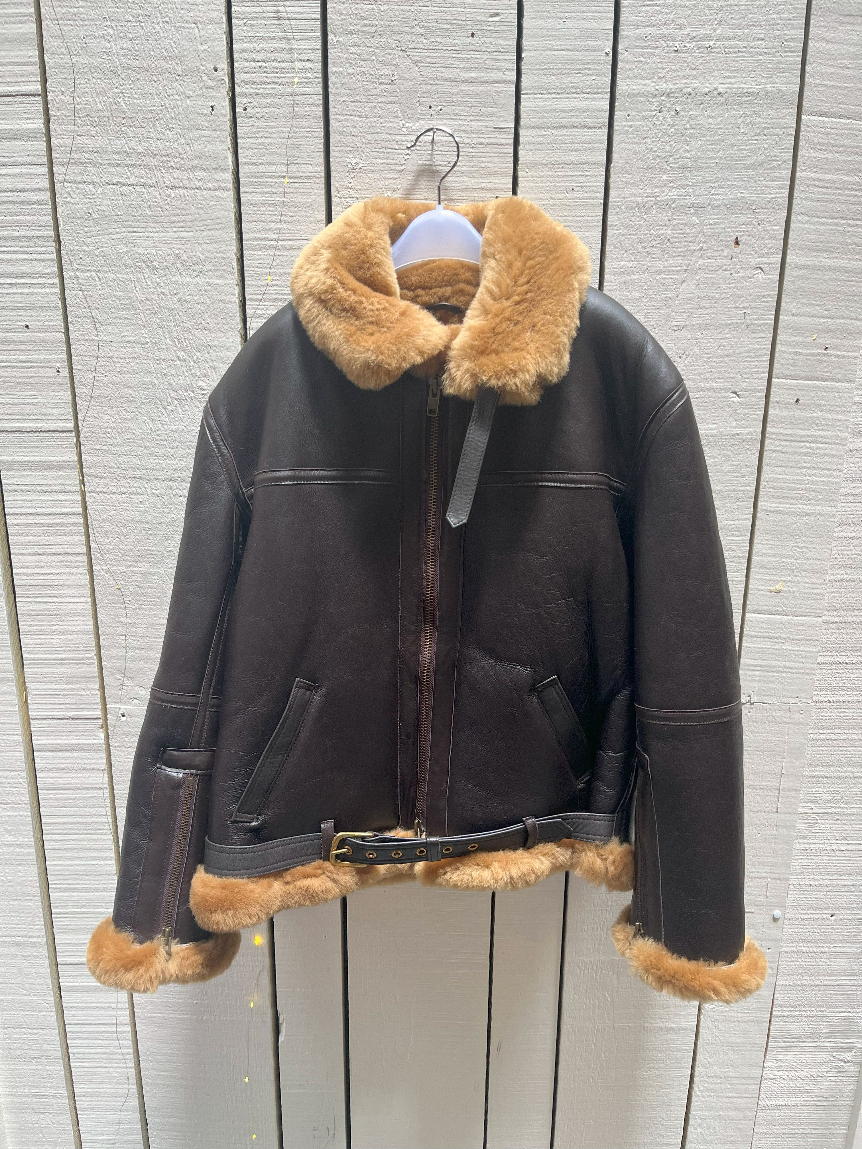 Vintage Greycar RAF Brown Shearling flying Jacket, Made in England