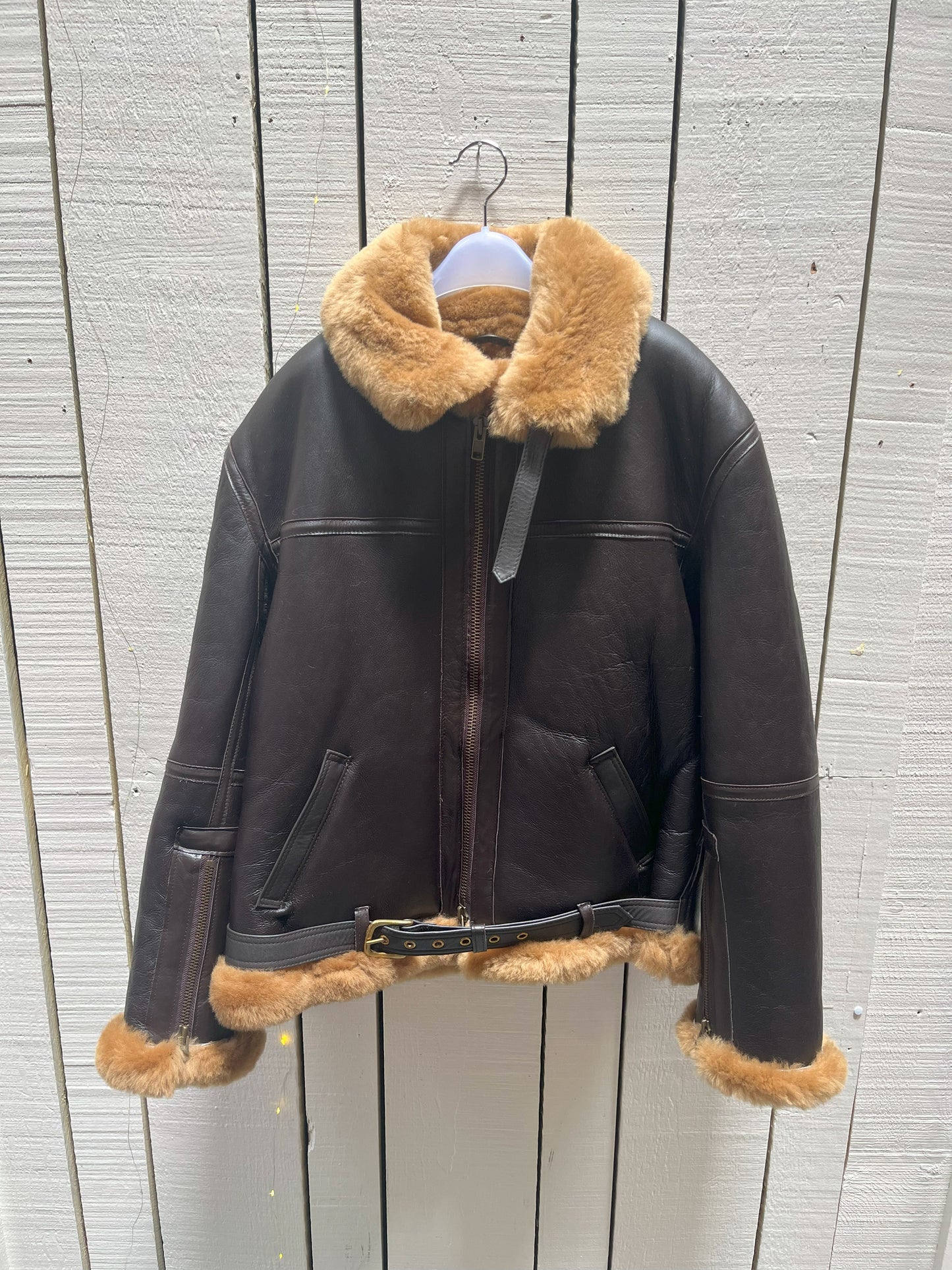 Vintage Greycar RAF Brown Shearling flying Jacket, Made in England, Chest 46” SOLD
