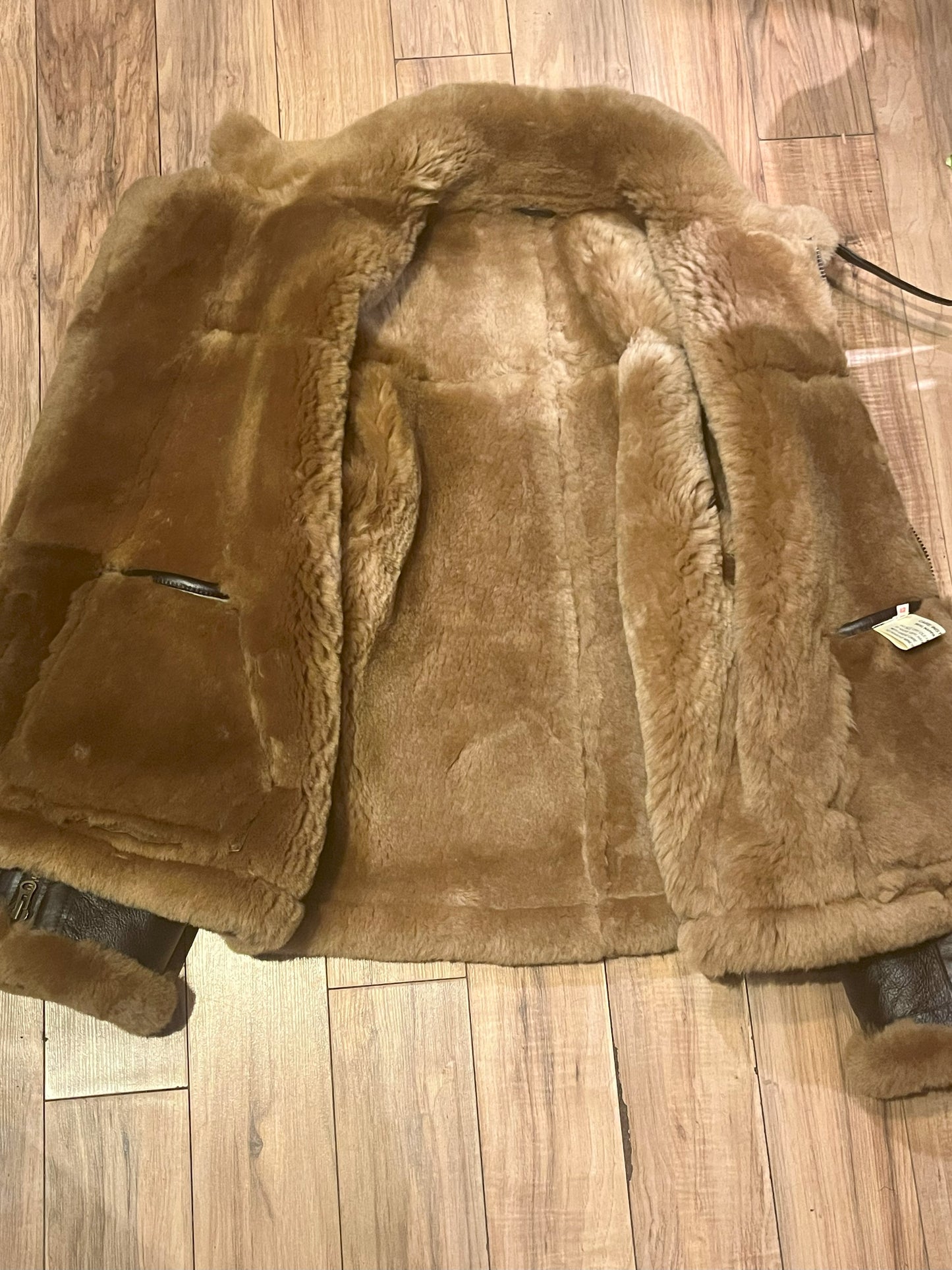 Vintage Greycar RAF Brown Shearling flying Jacket, Made in England, Chest 46” SOLD