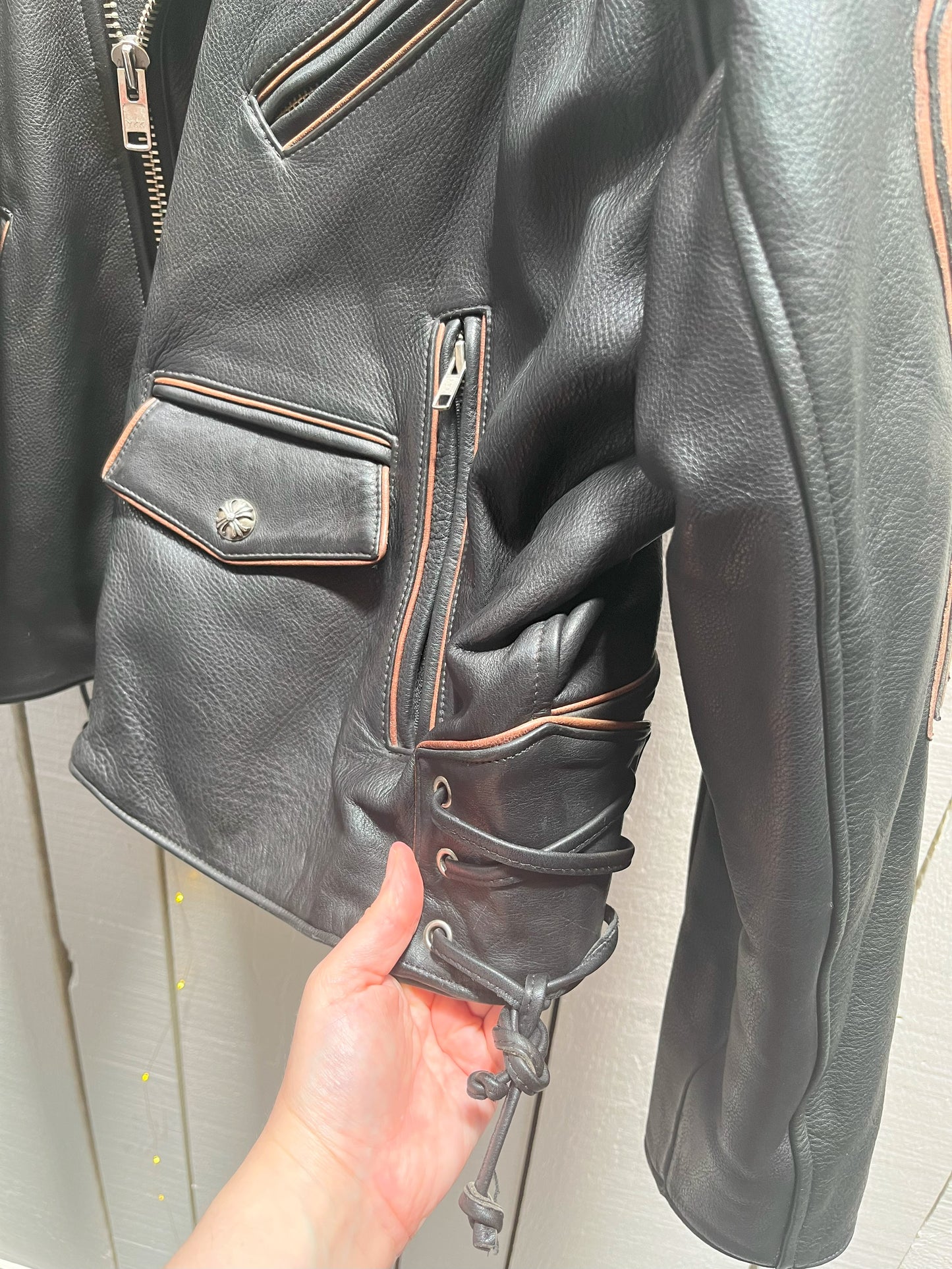 Vintage Bootmaster Skull and Gator Black Leather Motorcycle Jacket, Made in Mexico, Size Large SOLD