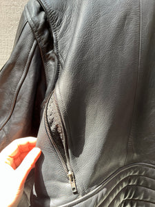 Easy Riders Black Leather Moto Jacket, Size Large