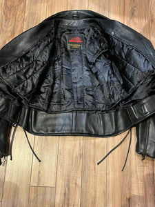 Easy Riders Black Leather Moto Jacket, Size Large