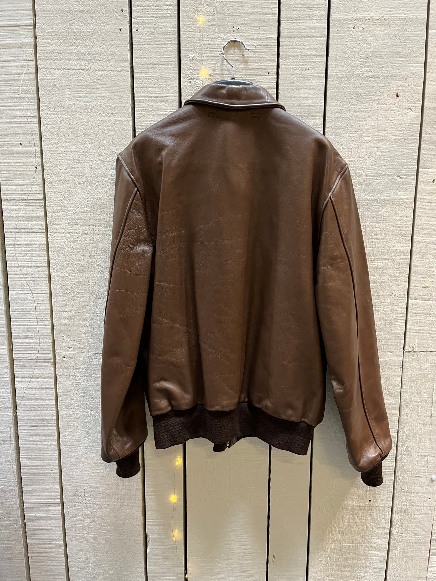 Authentic Vintage A-2 DWC-30-1415 Falcon Brown Leather US Air Force Flight Jacket, Made in USA, Size 46
