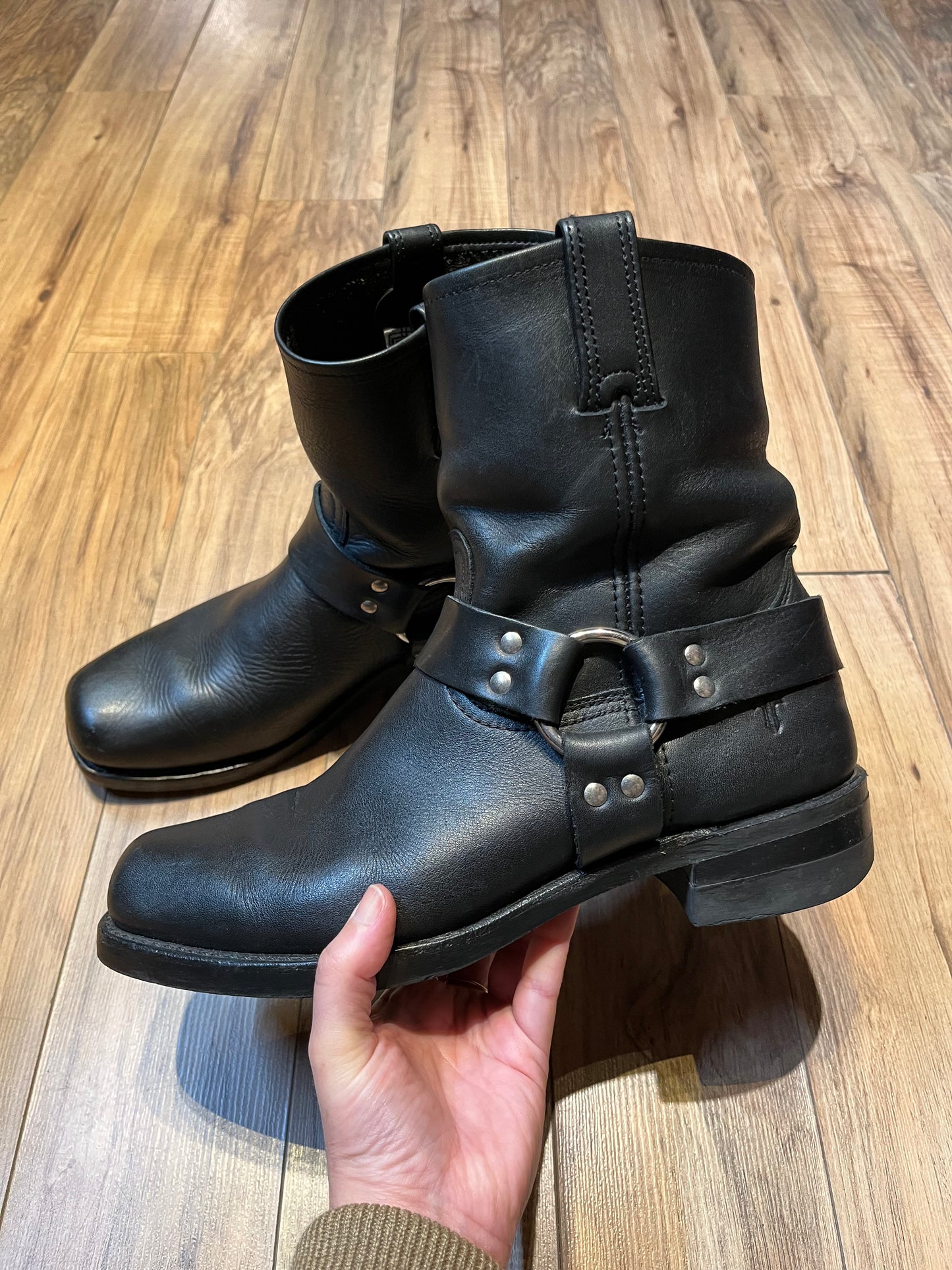 Vintage Black Frye Harness Ankle Boot, Made in USA, Size US Mens 10.5 SOLD