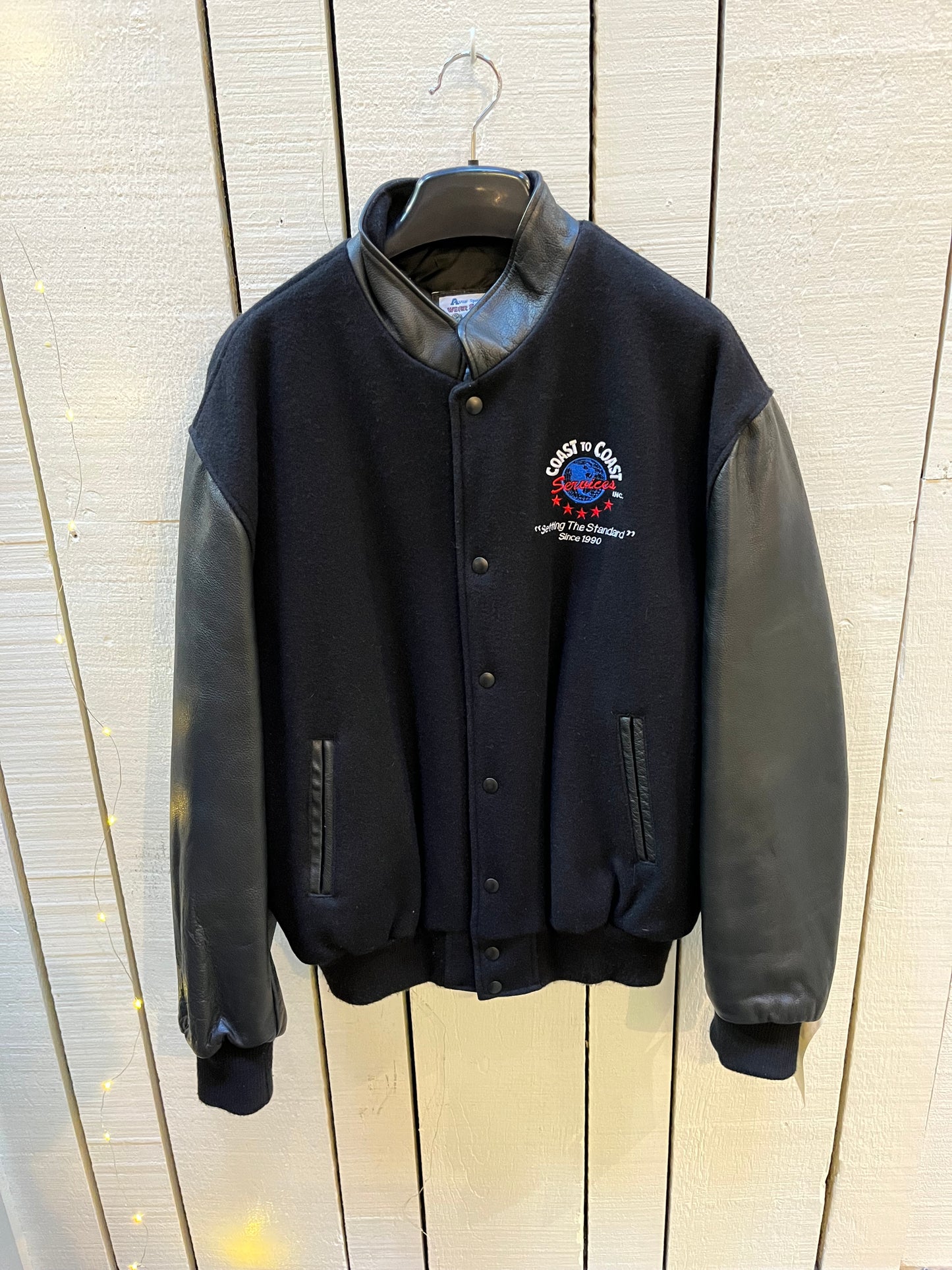 Vintage Coast to Coast Black Varsity Jacket, Made in Canada, Size Large