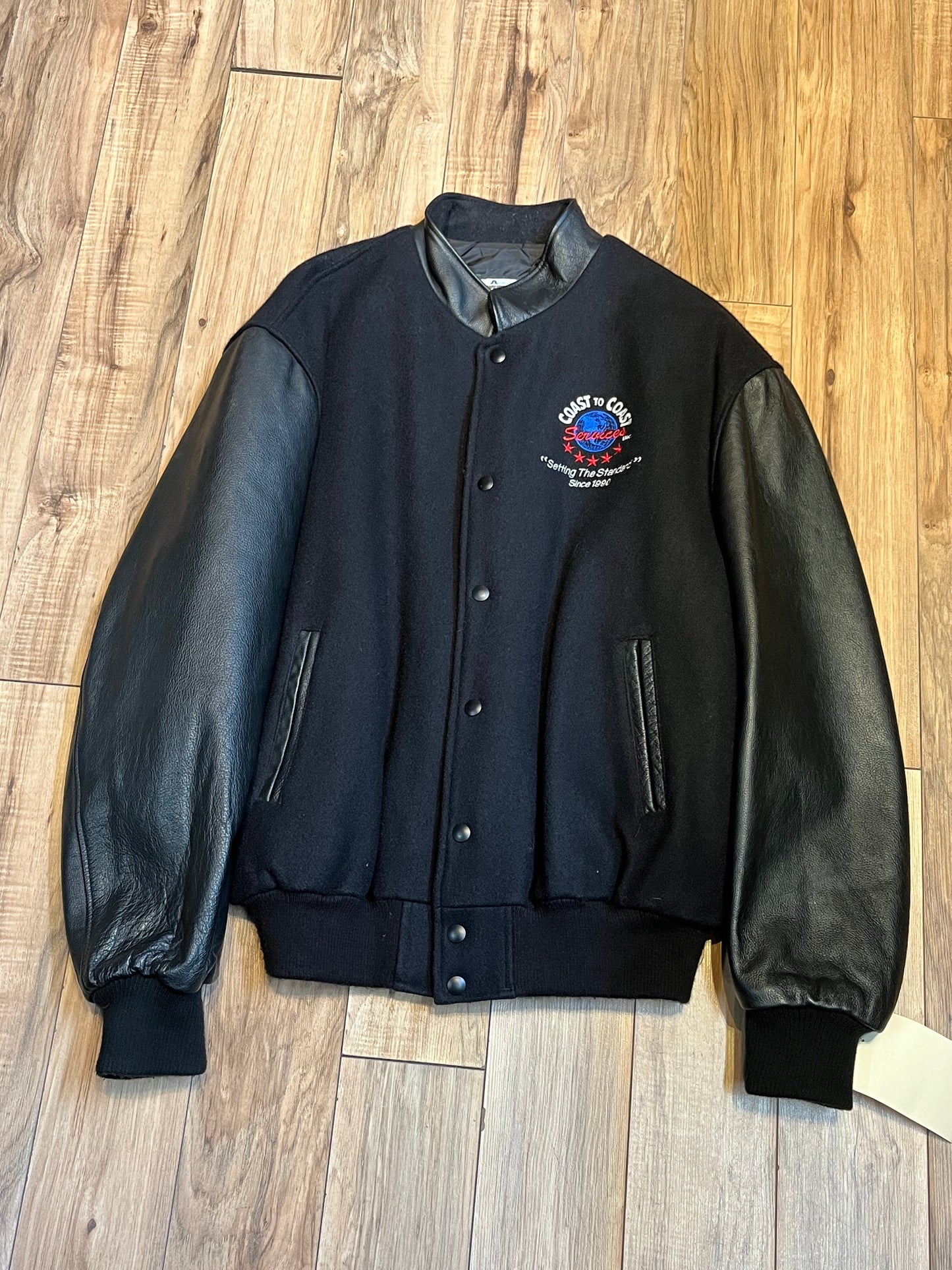 Vintage Coast to Coast Black Varsity Jacket, Made in Canada, Size Large