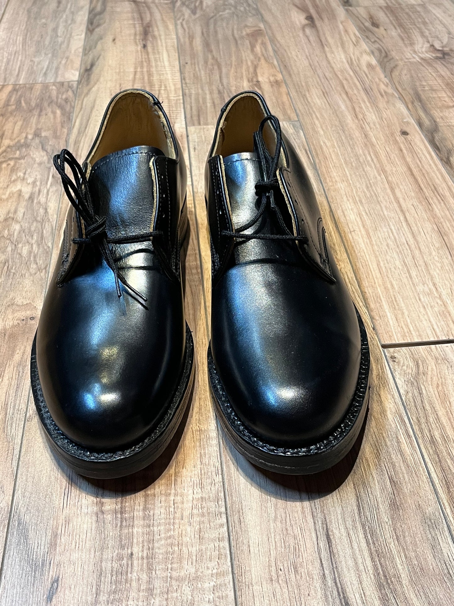Vintage 1990’s Deadstock Military Issue Black Leather Oxford Shoes, Made in Canada, Size Men’s 10 US