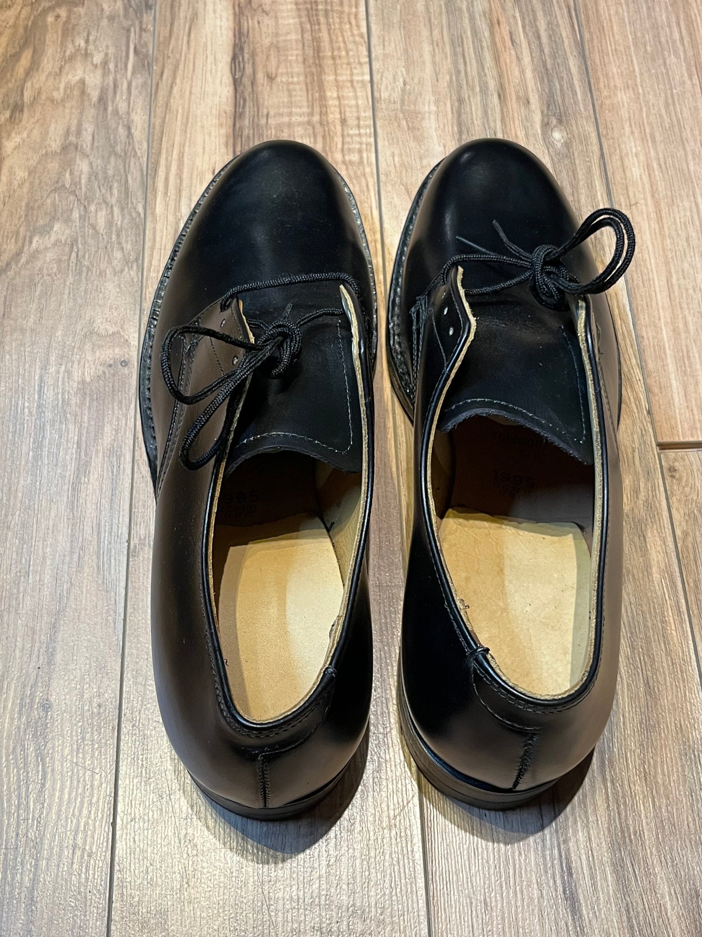 Vintage 1990’s Deadstock Military Issue Black Leather Oxford Shoes, Made in Canada, Size Men’s 10 US