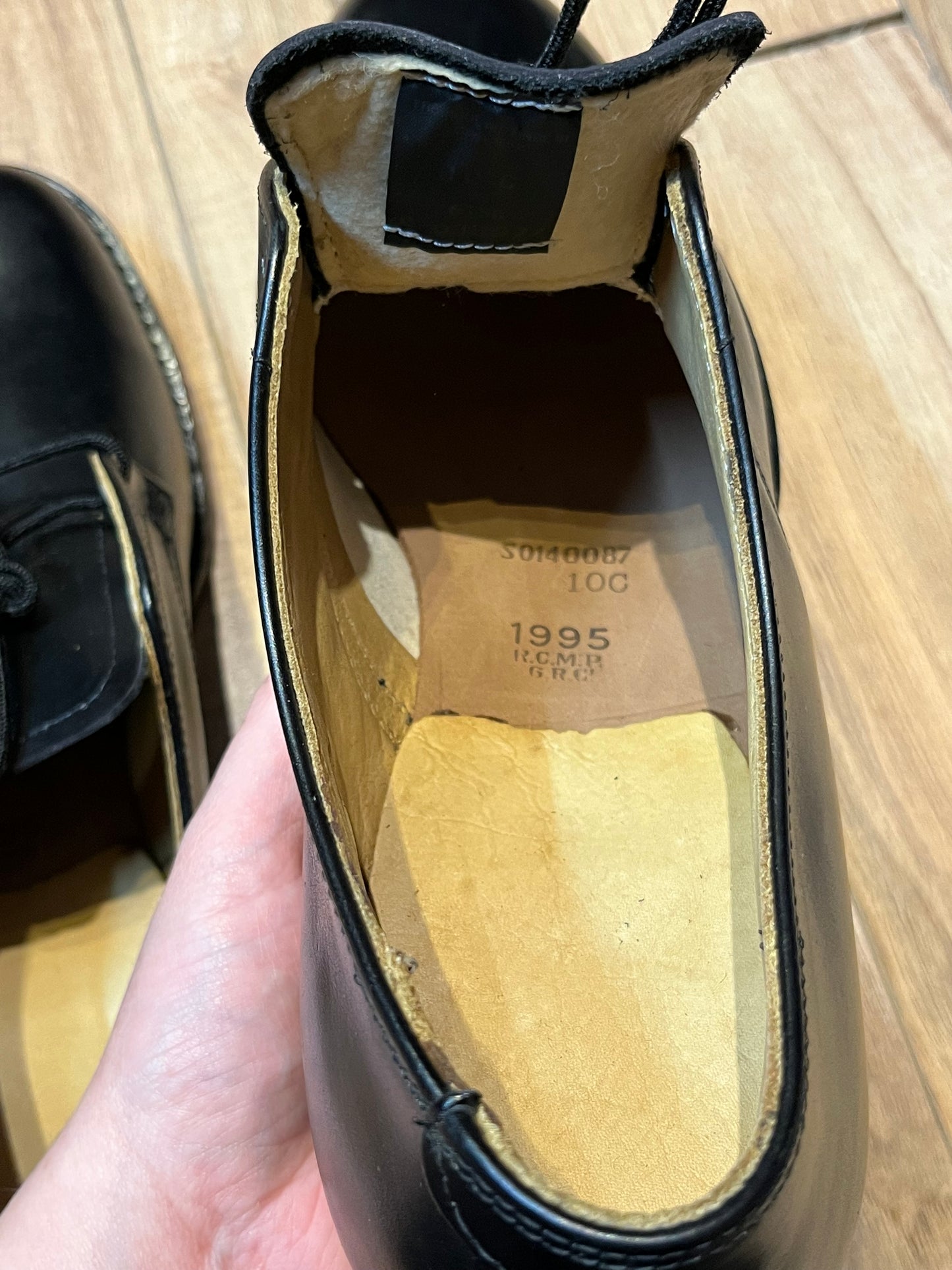 Vintage 1990’s Deadstock Military Issue Black Leather Oxford Shoes, Made in Canada, Size Men’s 10 US