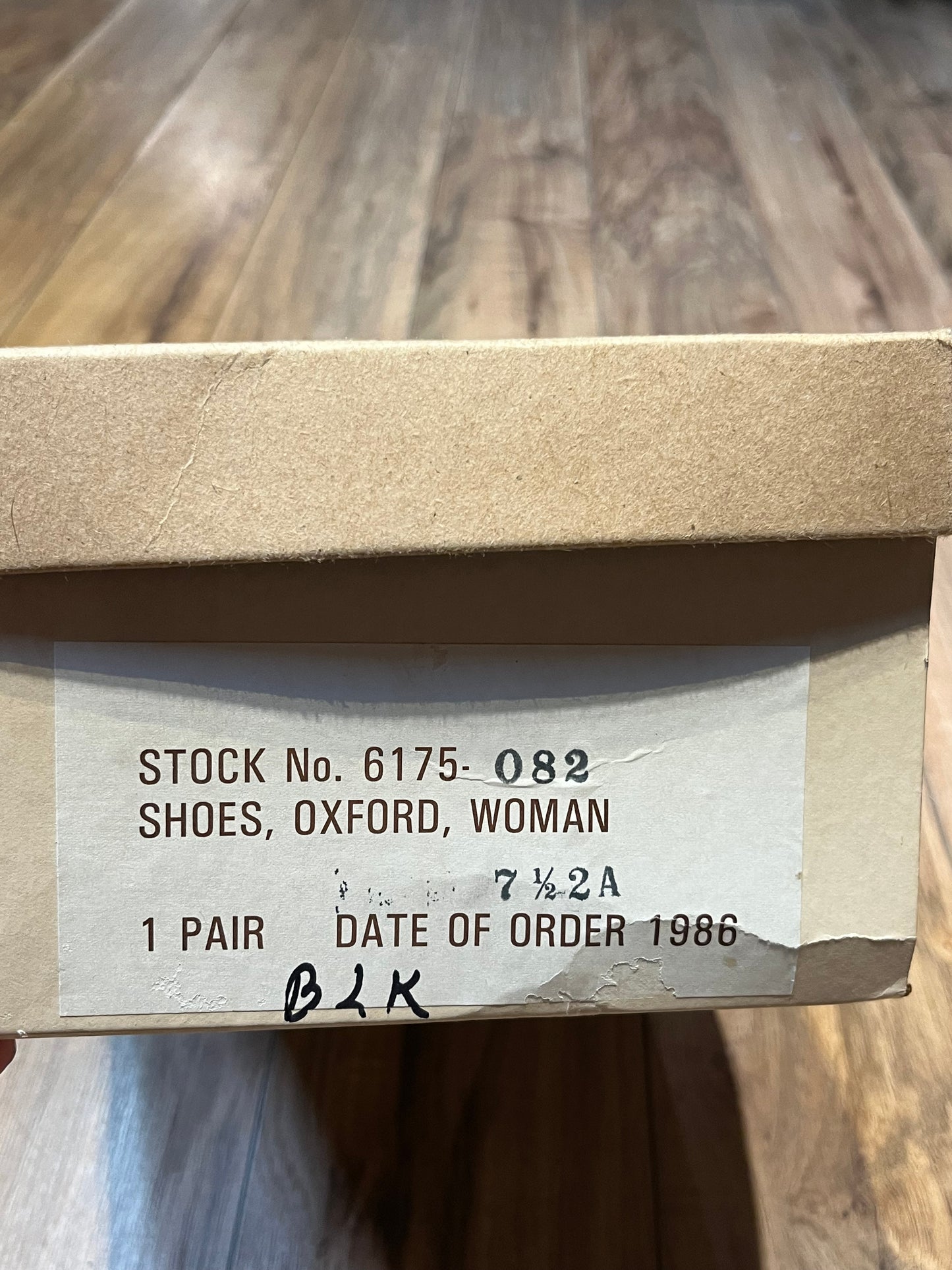 Vintage 1980’s Deadstock RCMP Issue Black Leather Oxford Shoes, Made in Canada, Size Women’s 7.5 AA US