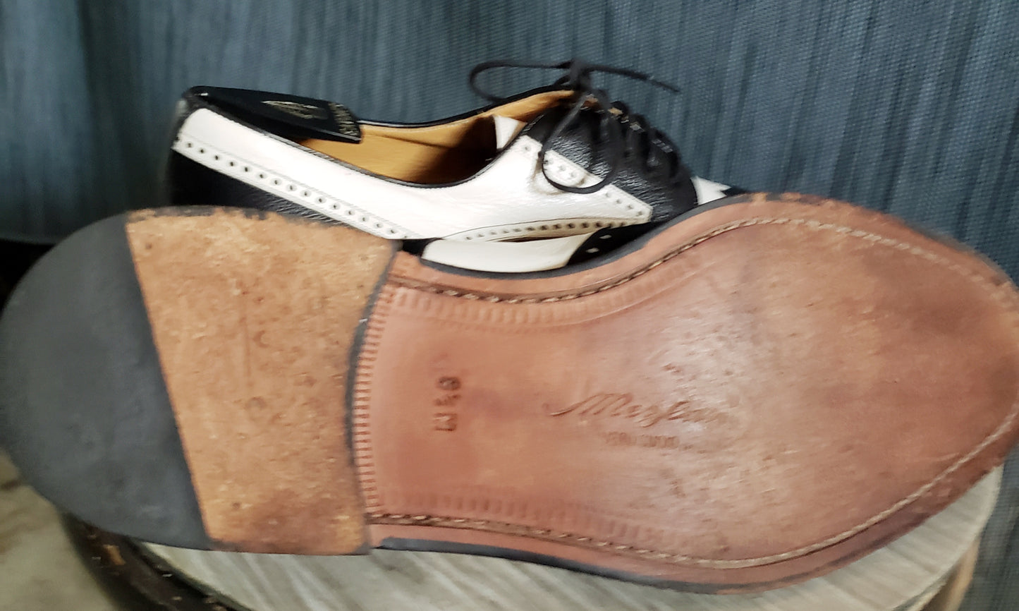 Mezlan Vintage Brogue Mens saddle shoes 8.5 KingsPIER Tulum Wingtip Black White