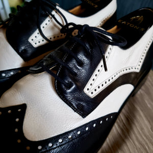 Mezlan Vintage Brogue Mens saddle shoes 8.5 KingsPIER Tulum Wingtip Black White