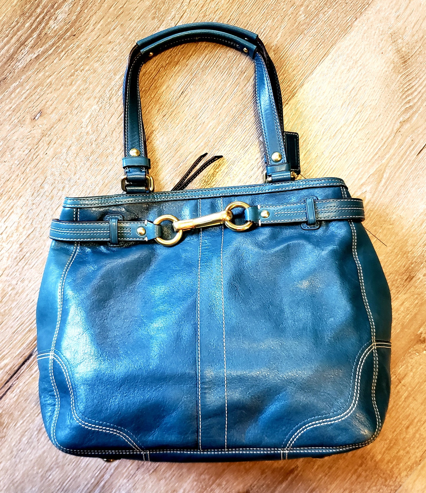 Coach, Handbag, Teal, Turquoise, Leather, Nancy, purse"Nancy" KingsPIER