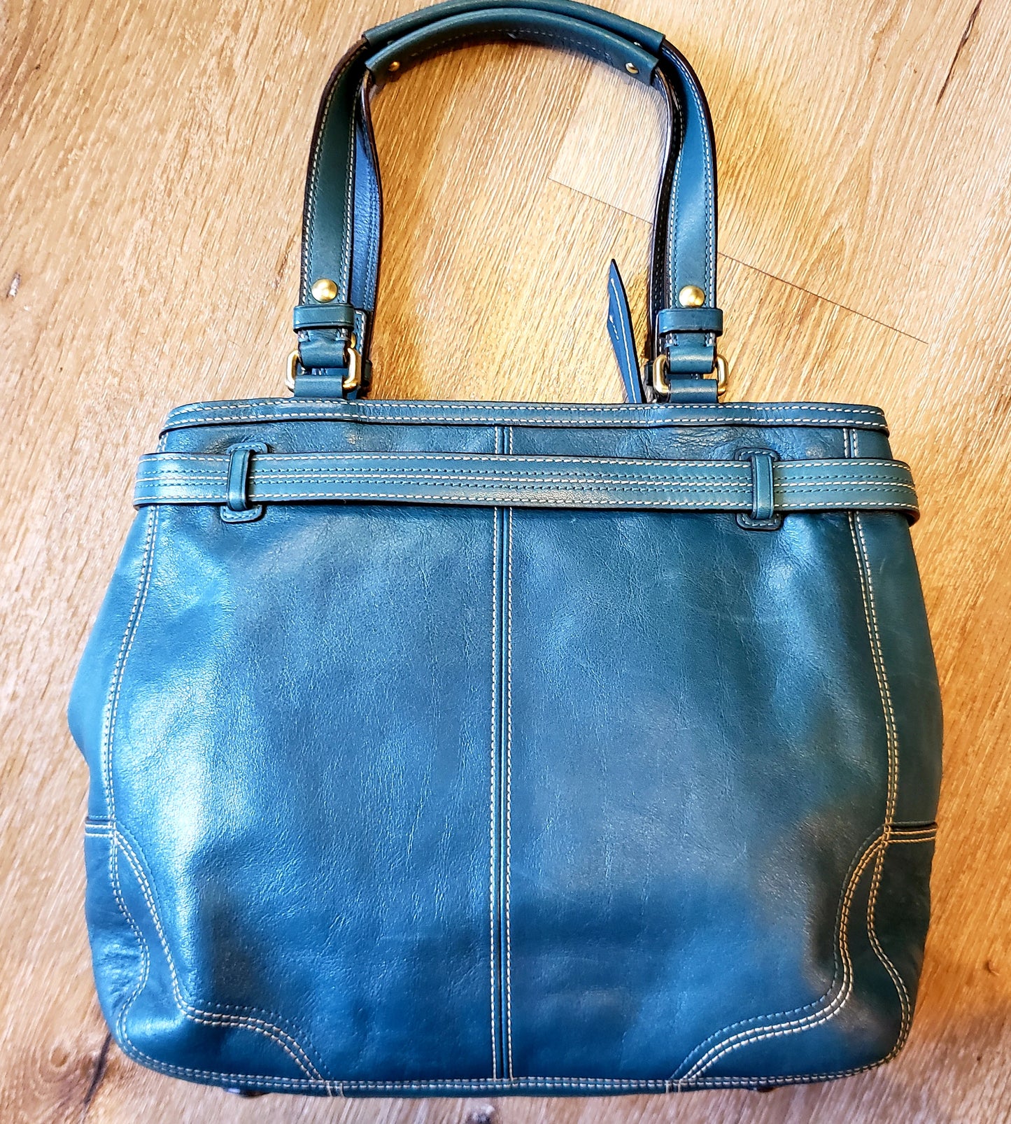 Coach, Handbag, Teal, Turquoise, Leather, Nancy, purse"Nancy" KingsPIER