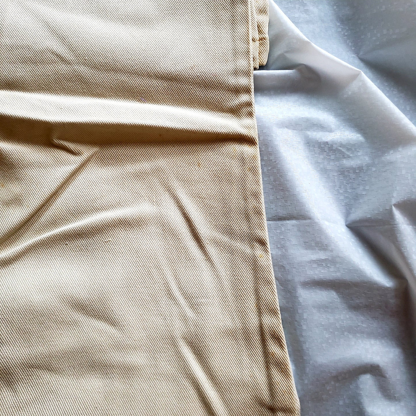 Tee Kay Vintage Deadstock, Made in Canada Bone White Denim Bellbottom Jeans.