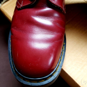 Vintage Circa 1990's Shelly's Exclusive 4 eyelet Derby "D.M. Raiders" Smooth Cherry Red Leather Shoes. Made in England. UK size 9